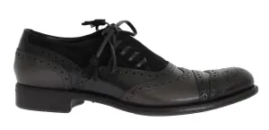 Black Leather Wingtip Oxford Shoes