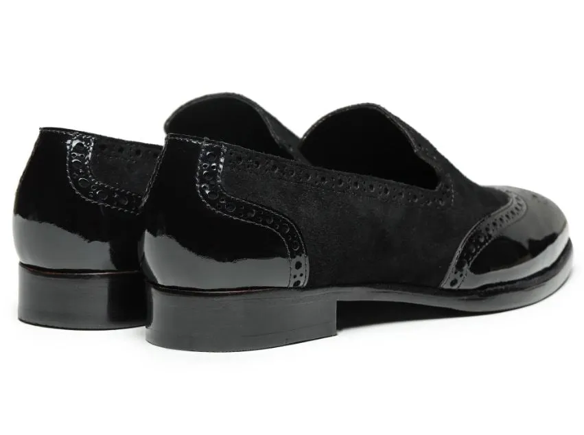 Black Wingtip Brogue Leather Dress Shoes for Men