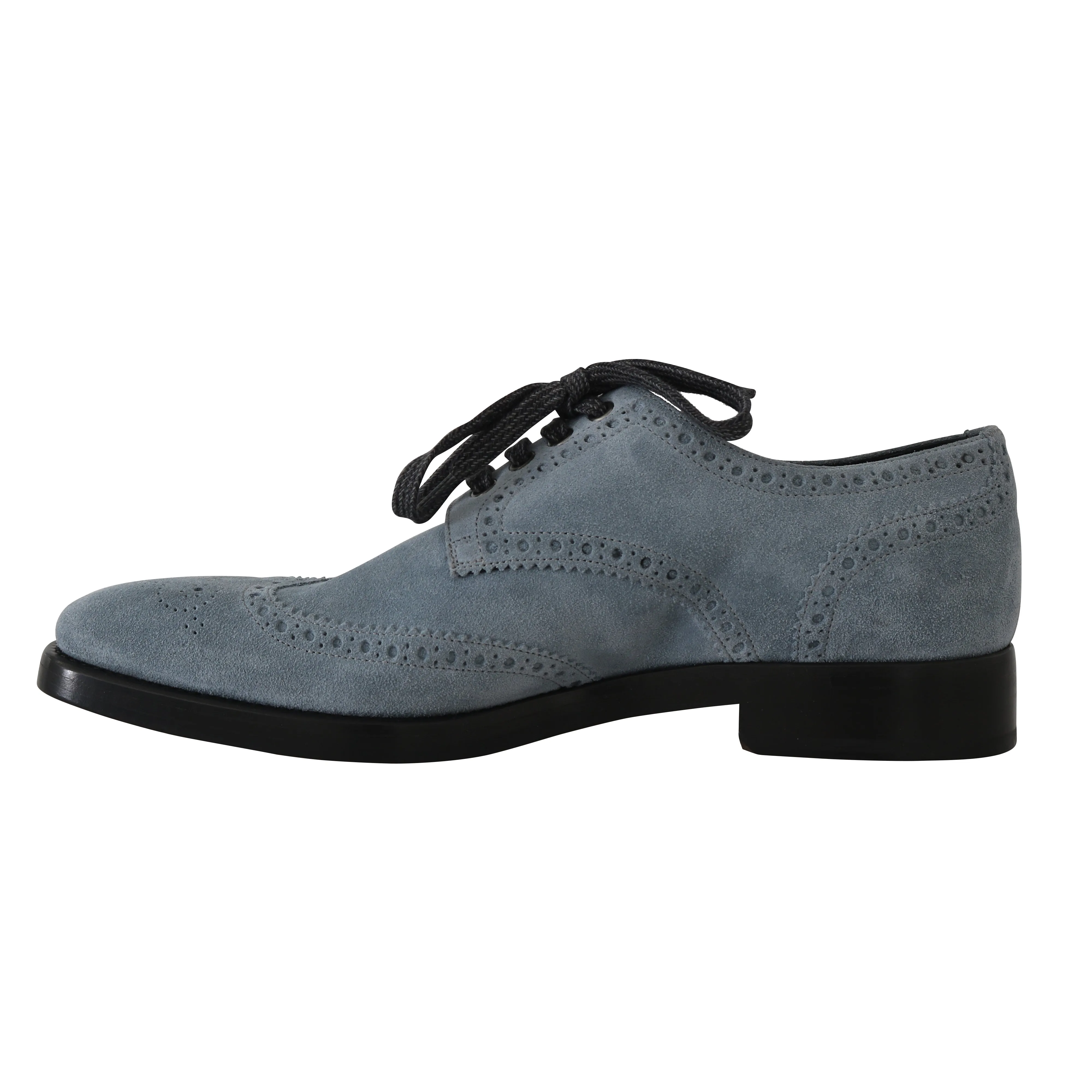 Blue Leather Derby Dress Wingtip Shoes