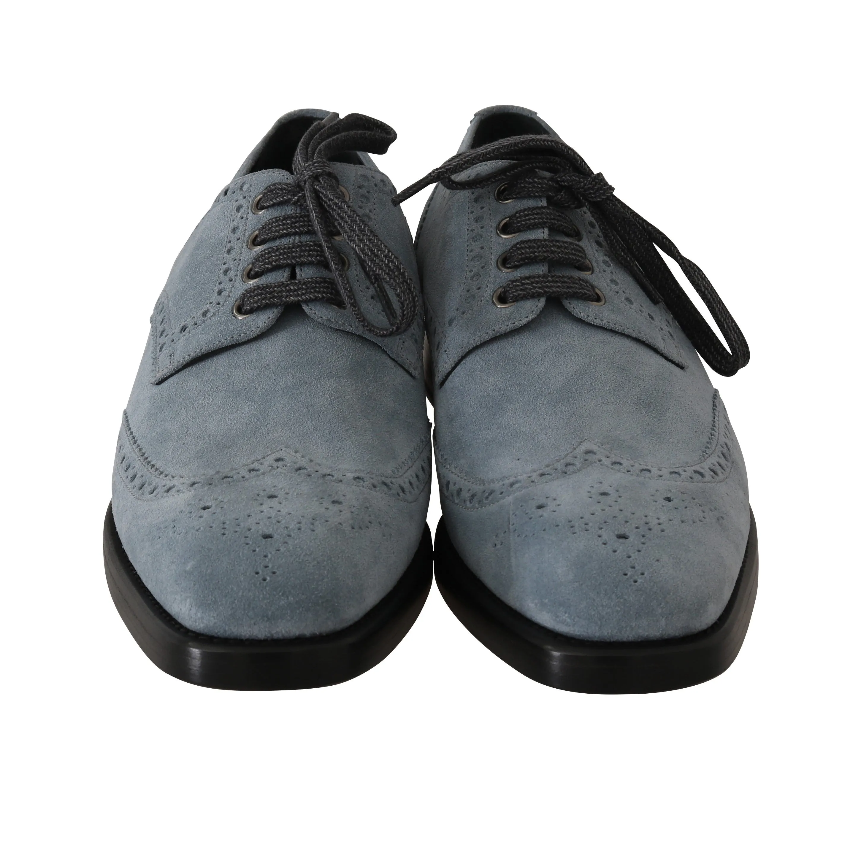 Blue Leather Derby Dress Wingtip Shoes