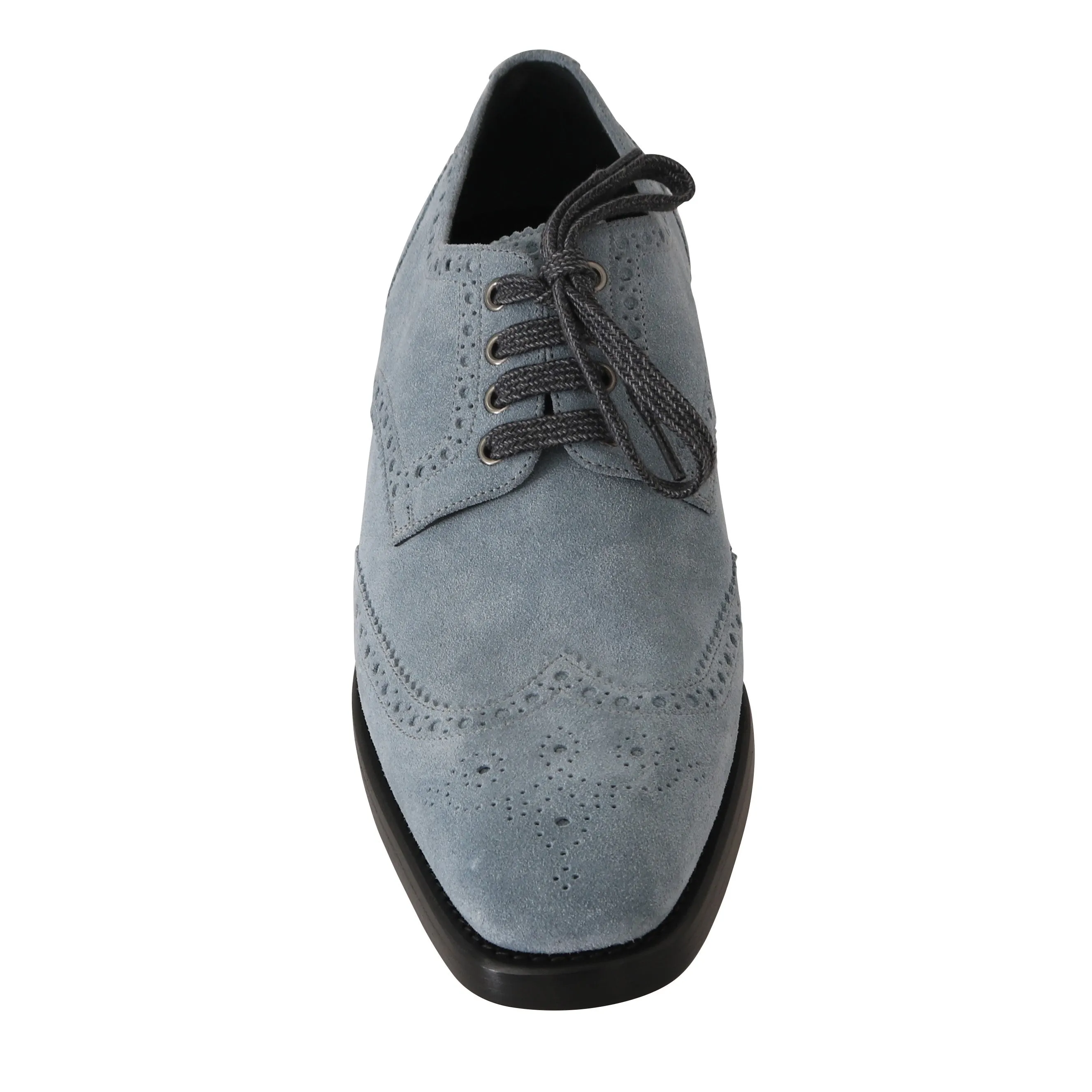 Blue Leather Derby Dress Wingtip Shoes