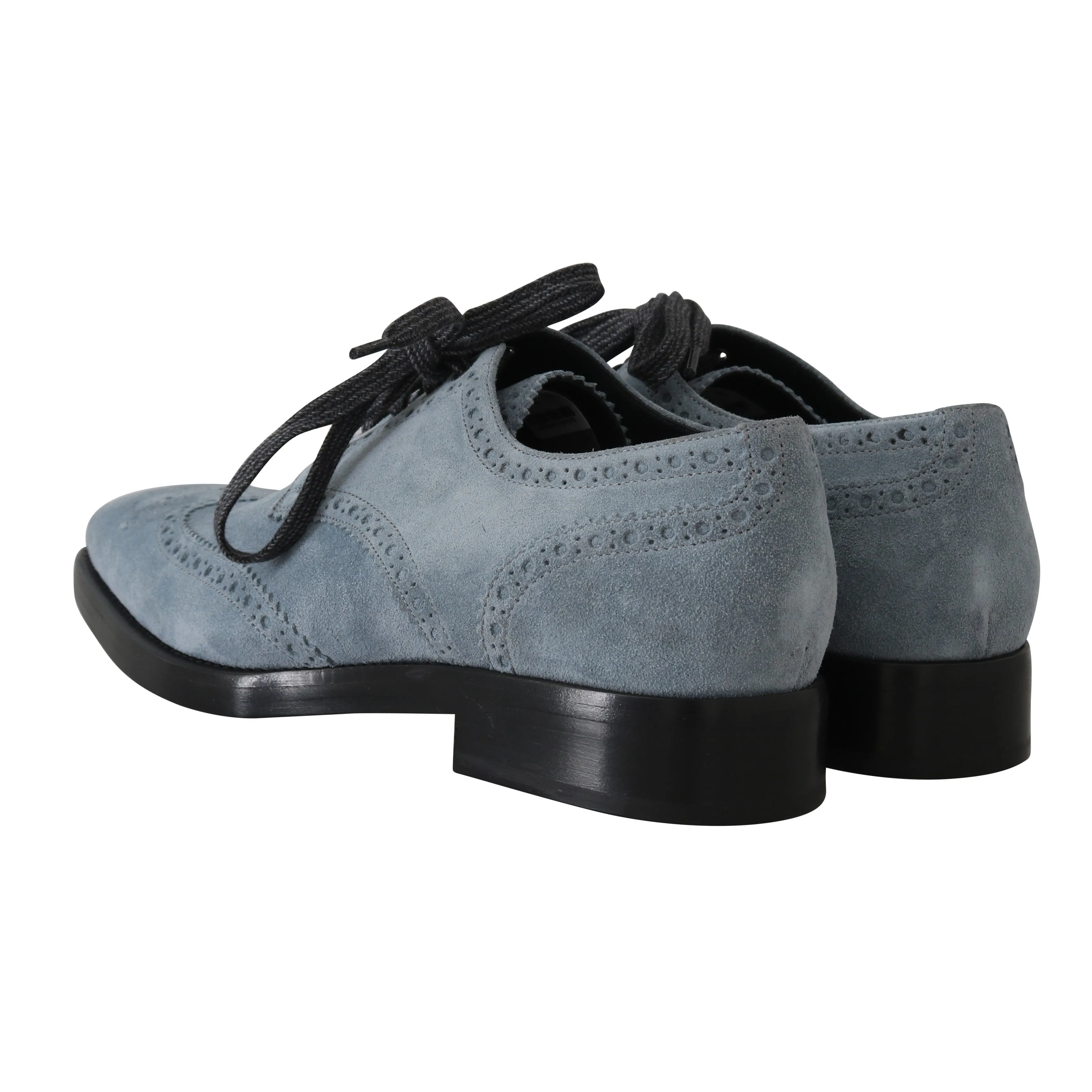 Blue Leather Derby Dress Wingtip Shoes