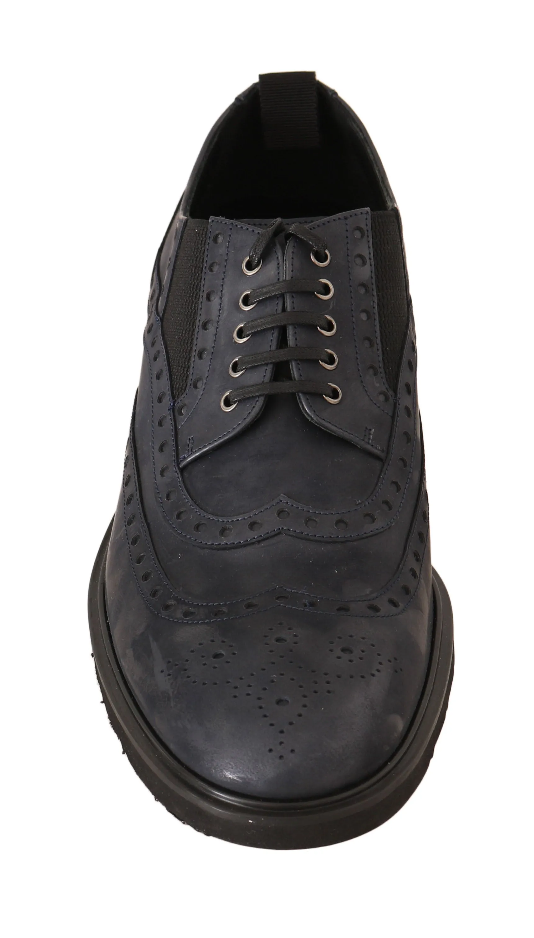 Blue Leather Derby Wingtip Oxford Shoes
