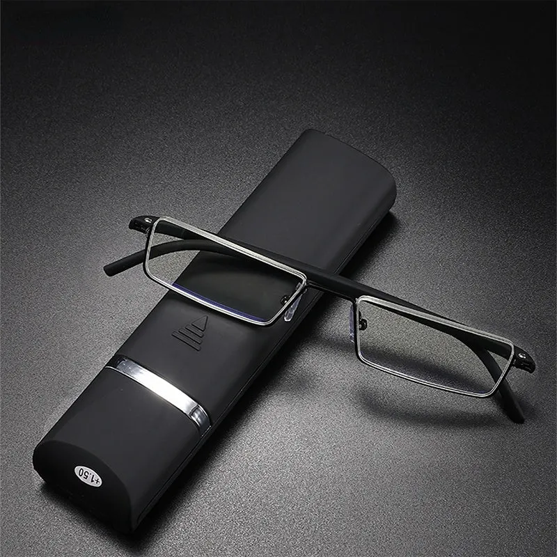 BLUE LIGHT READING GLASSES METAL SQUARE GLASSES
