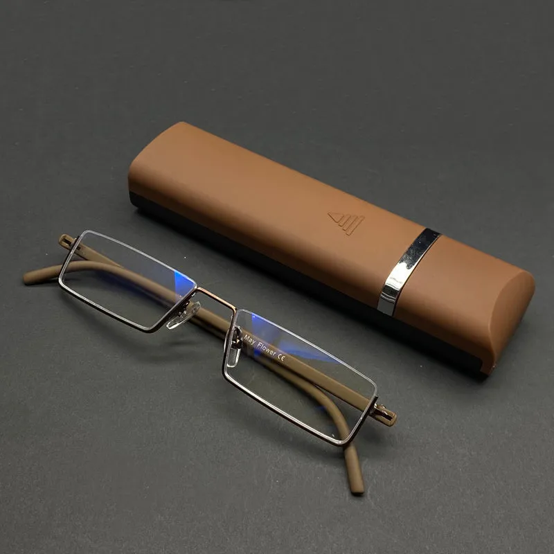 BLUE LIGHT READING GLASSES METAL SQUARE GLASSES