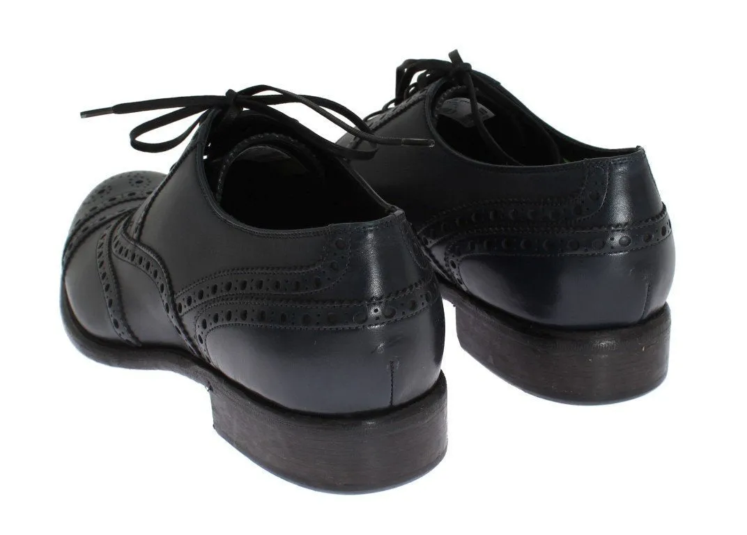 Blue Navy Leather Wingtip Shoes