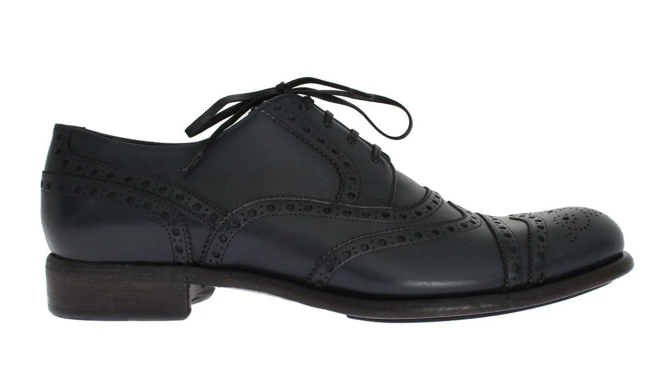 Blue Navy Leather Wingtip Shoes