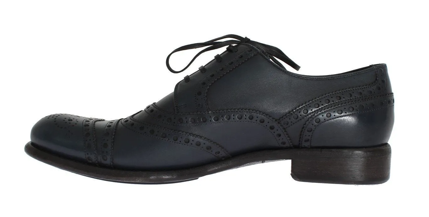 Blue Navy Leather Wingtip Shoes