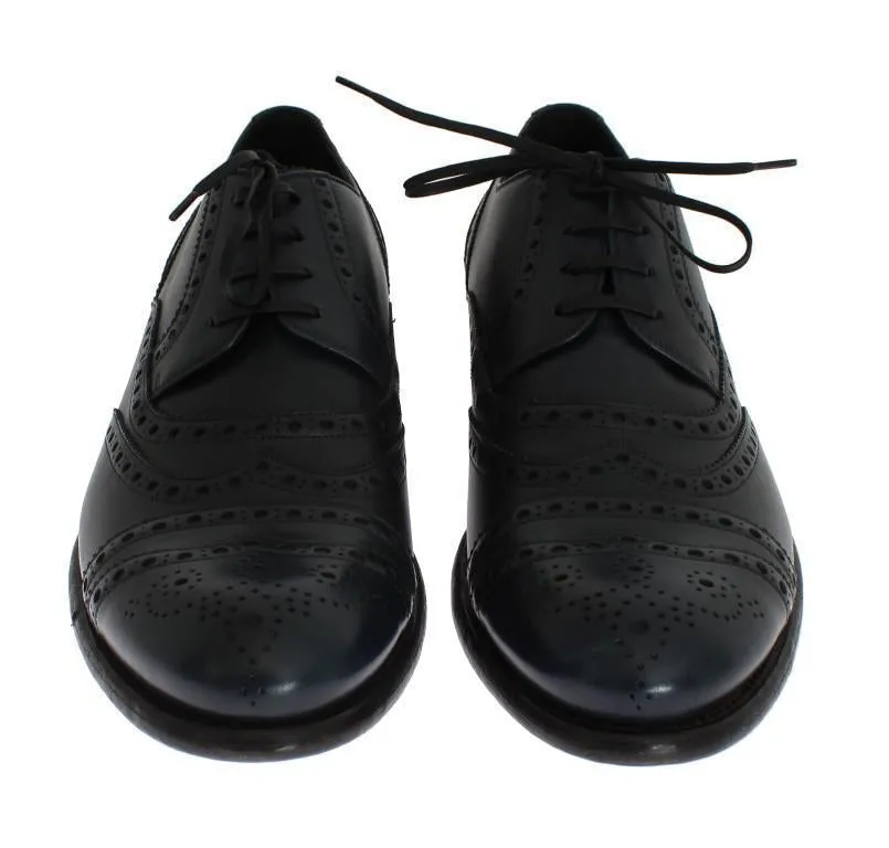 Blue Navy Leather Wingtip Shoes
