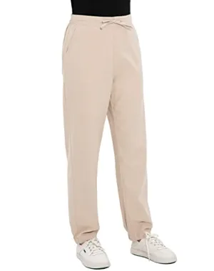 Bonnorth Womens Hiking Sweat Palazzo Pants for Women Linen Lounge Pants for Women Summer Beach Pants with Pockets Khaki L(14-16)