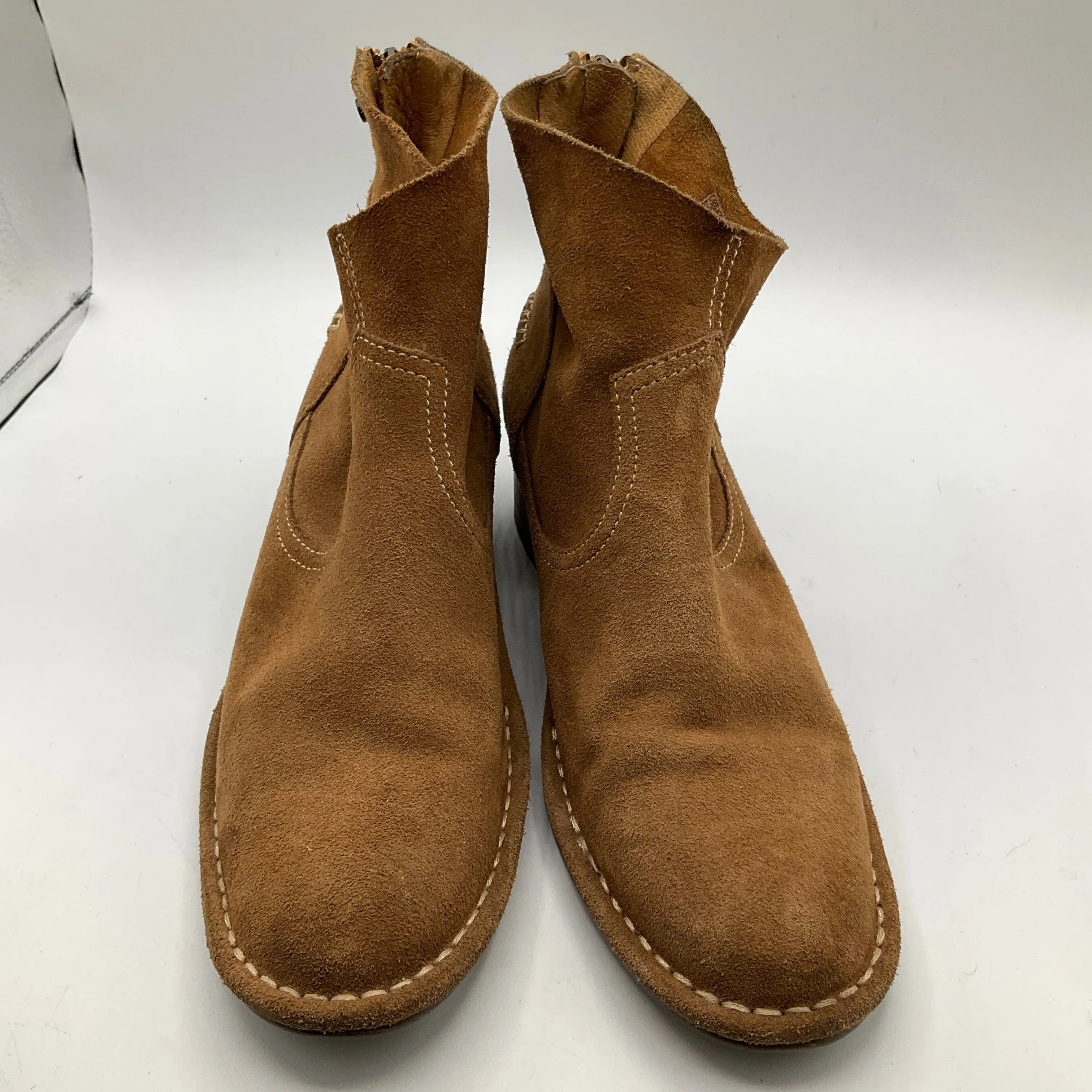 Boots Ankle Heels By Ugg In Brown, Size: 7