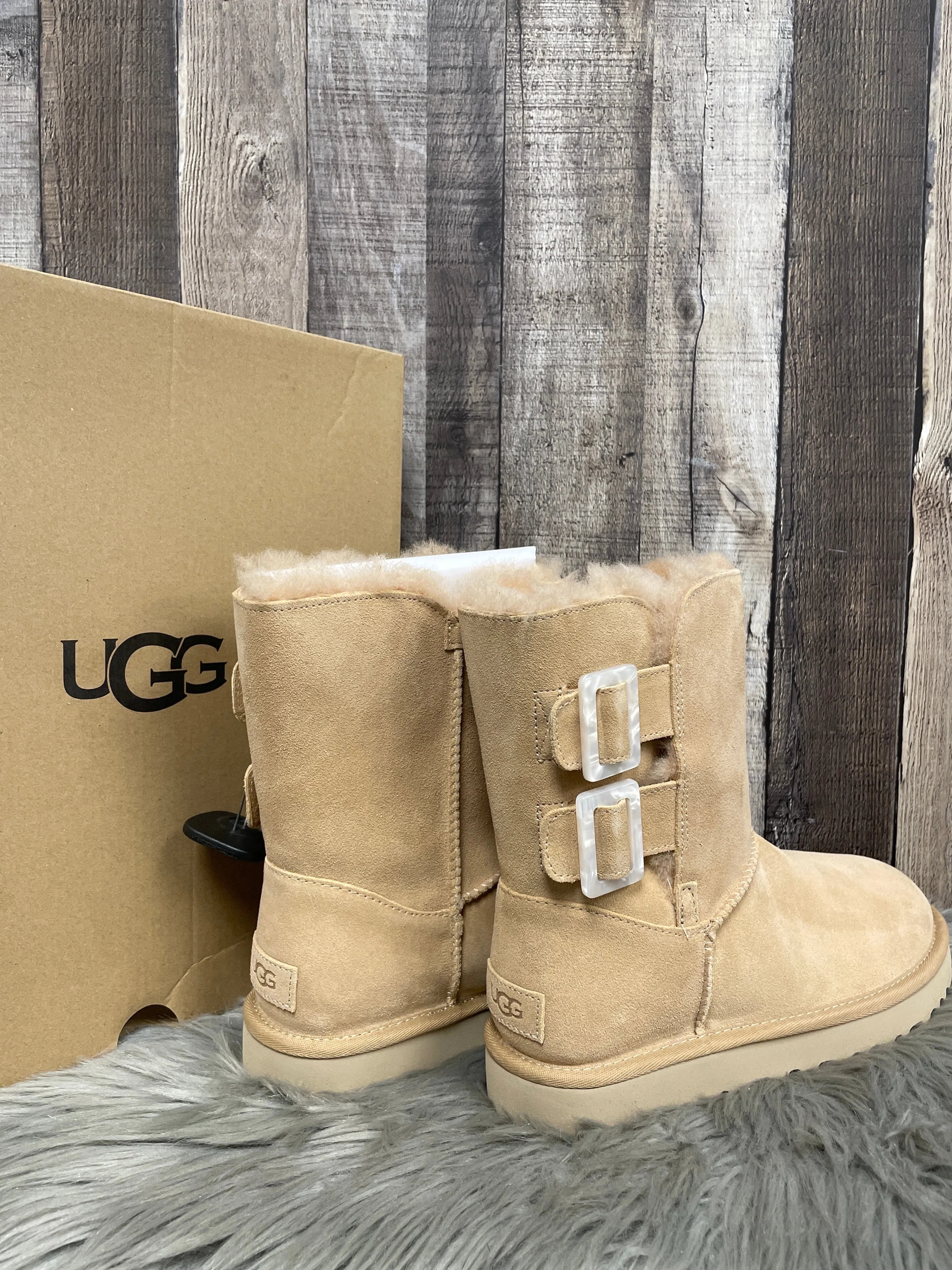 Boots Designer By Ugg In Brown, Size: 8