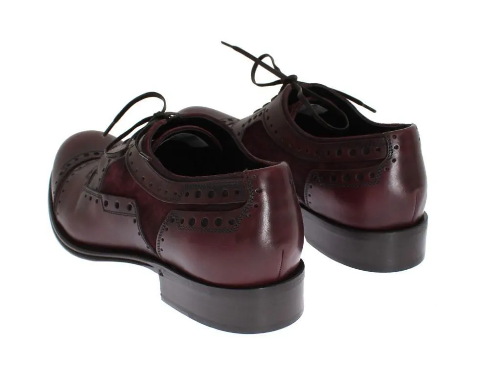 Bordeaux Leather Derby Wingtip Shoes