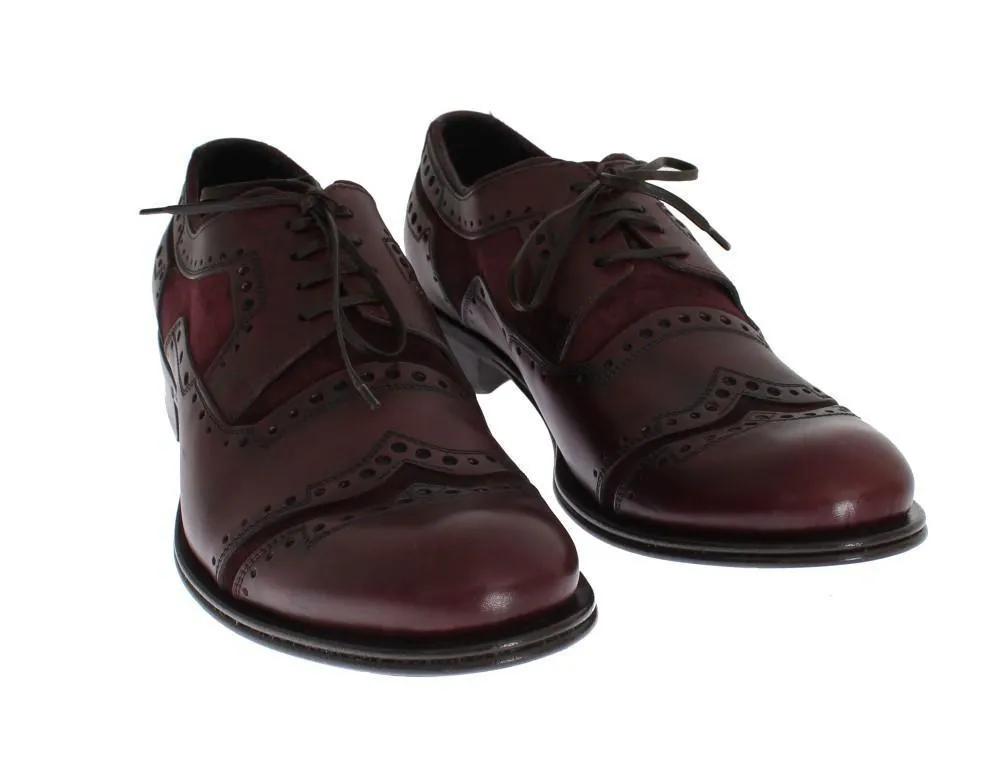 Bordeaux Leather Derby Wingtip Shoes