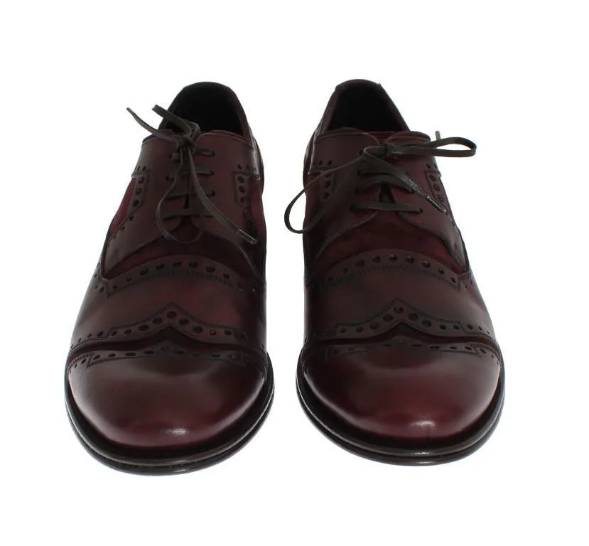 Bordeaux Leather Derby Wingtip Shoes