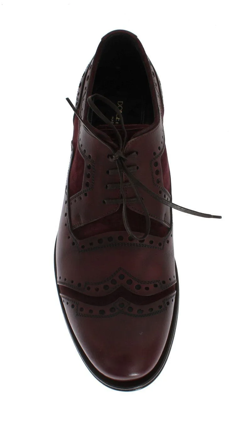 Bordeaux Leather Derby Wingtip Shoes