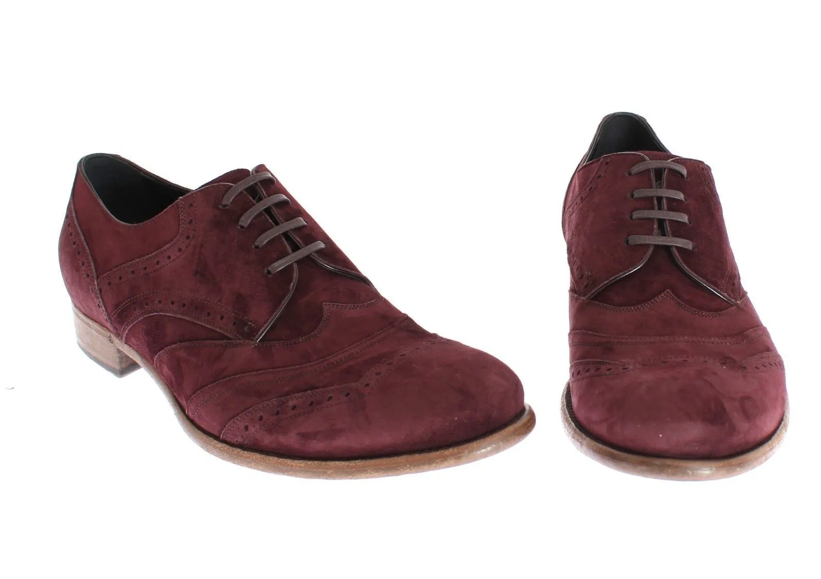 Bordeaux Leather Suede Wingtip Shoes