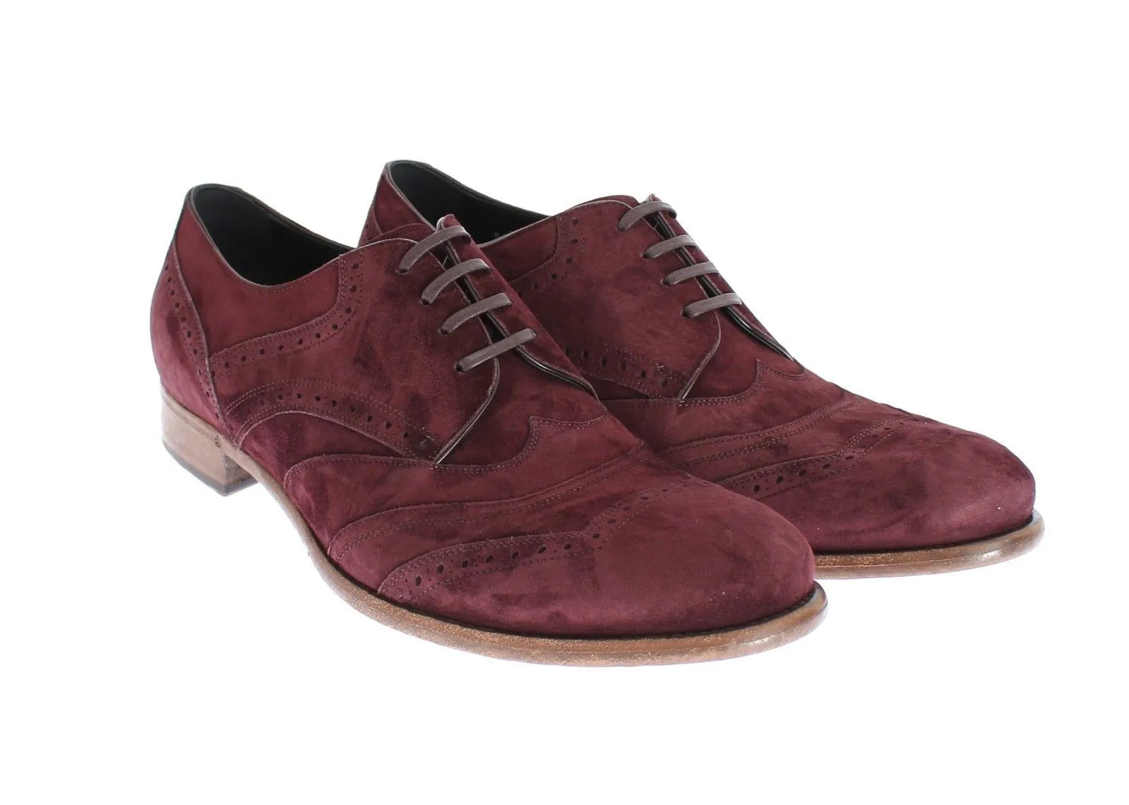 Bordeaux Leather Suede Wingtip Shoes
