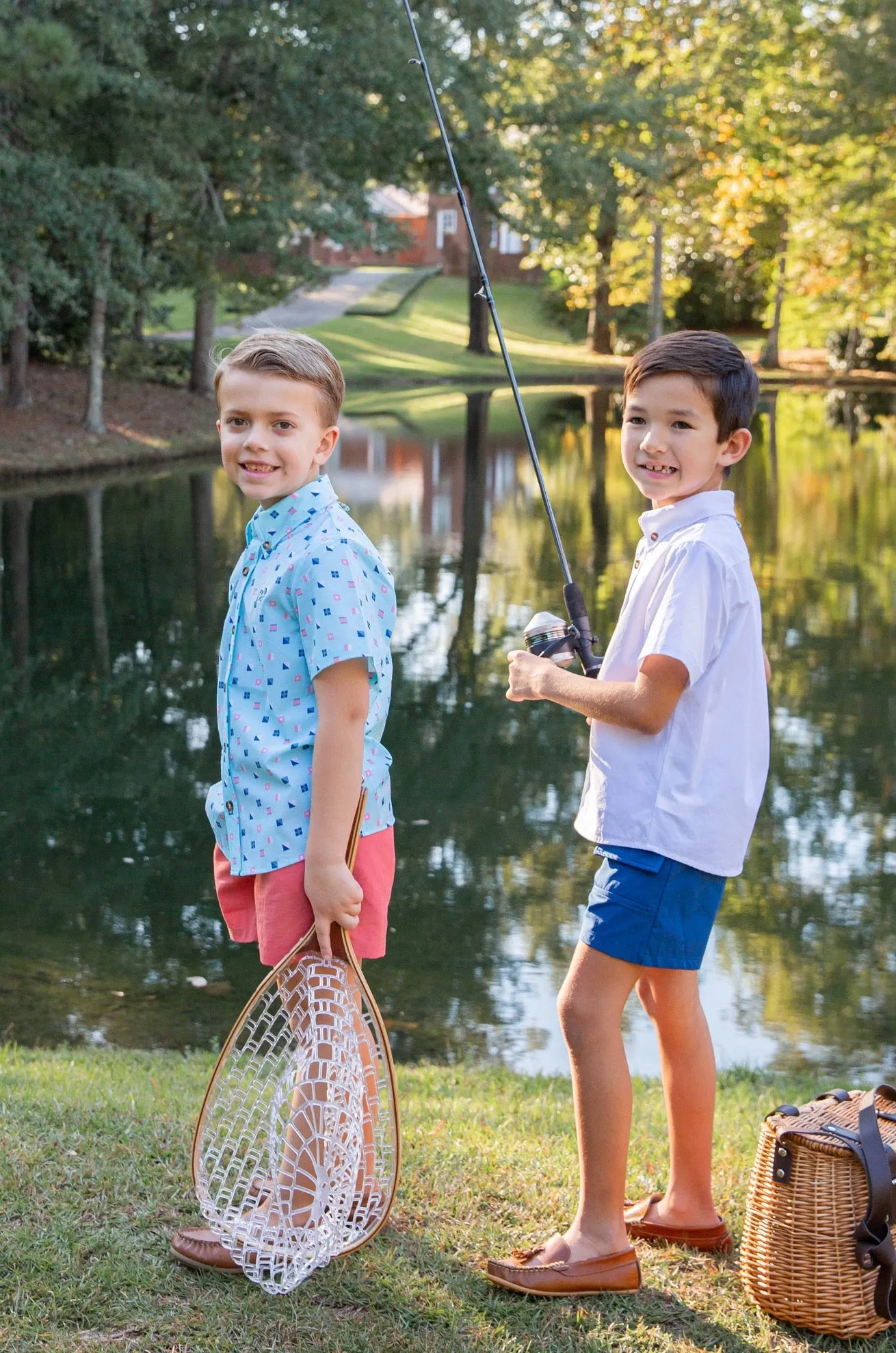 Boys' Short Sleeve Fishing Shirt in Solid Bright White