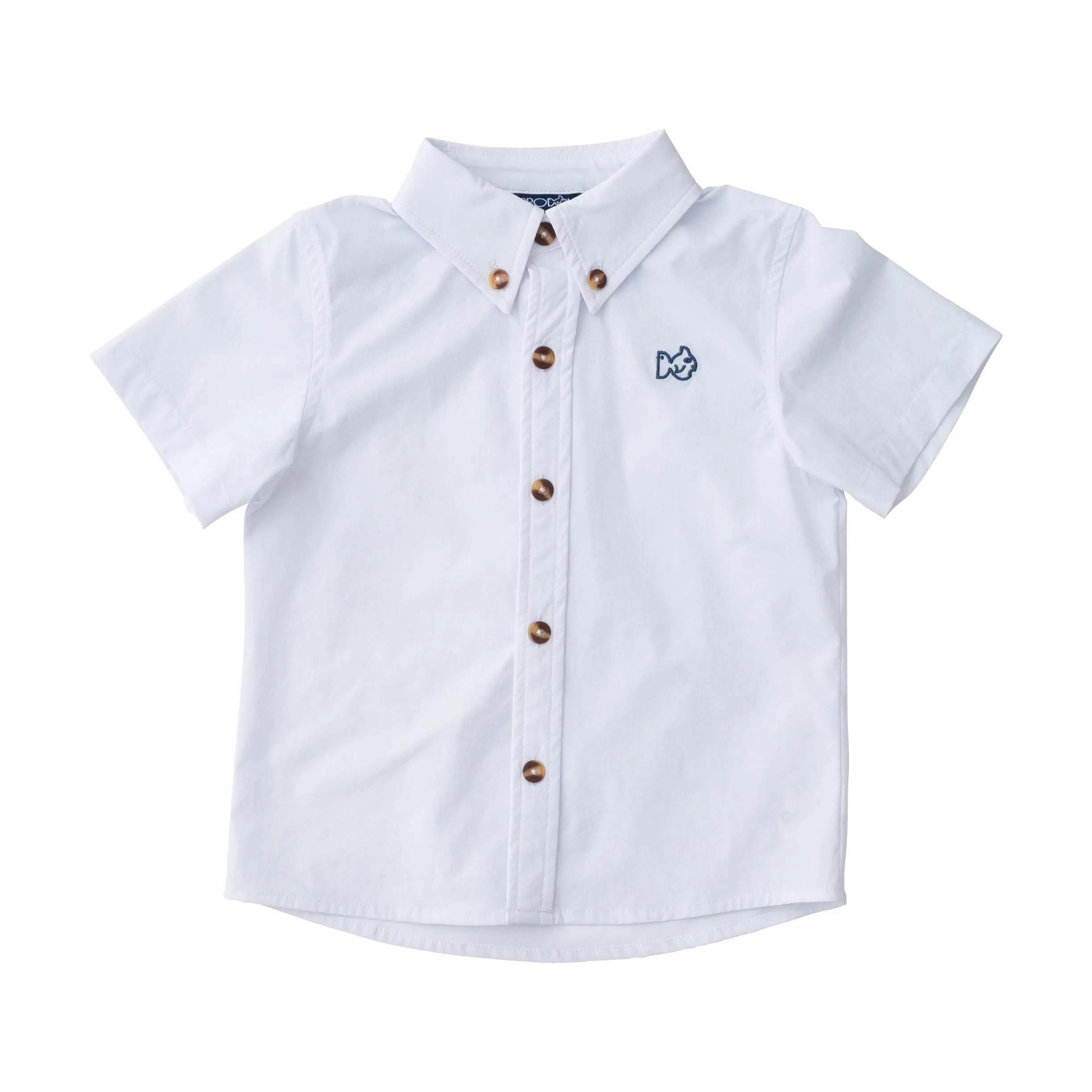 Boys' Short Sleeve Fishing Shirt in Solid Bright White
