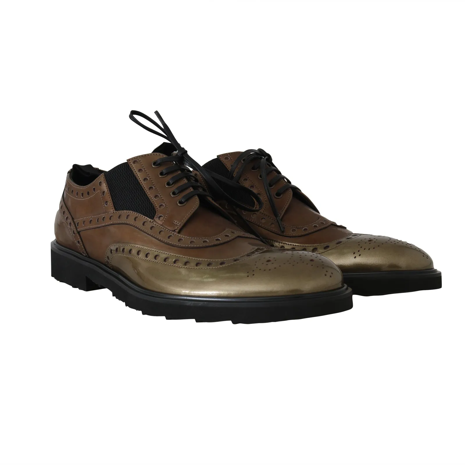 Brown Leather Derby Wingtip Shoes