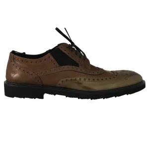 Brown Leather Derby Wingtip Shoes