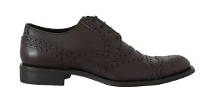 Brown Leather Wingtip Derby Formal Shoes