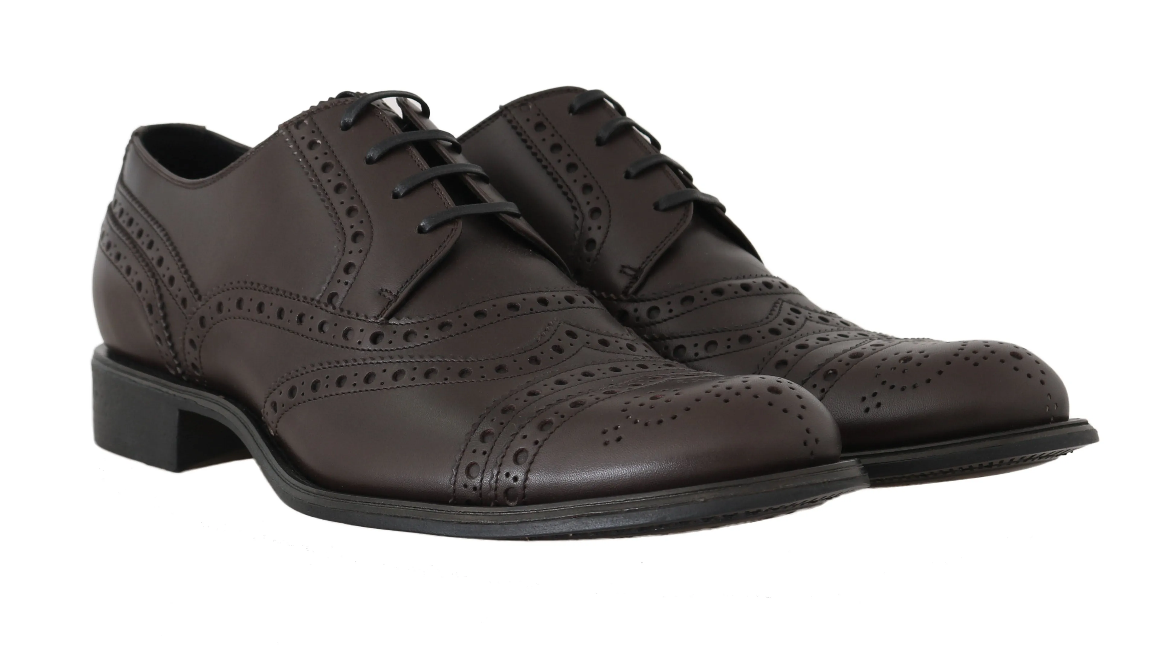 Brown Leather Wingtip Derby Formal Shoes