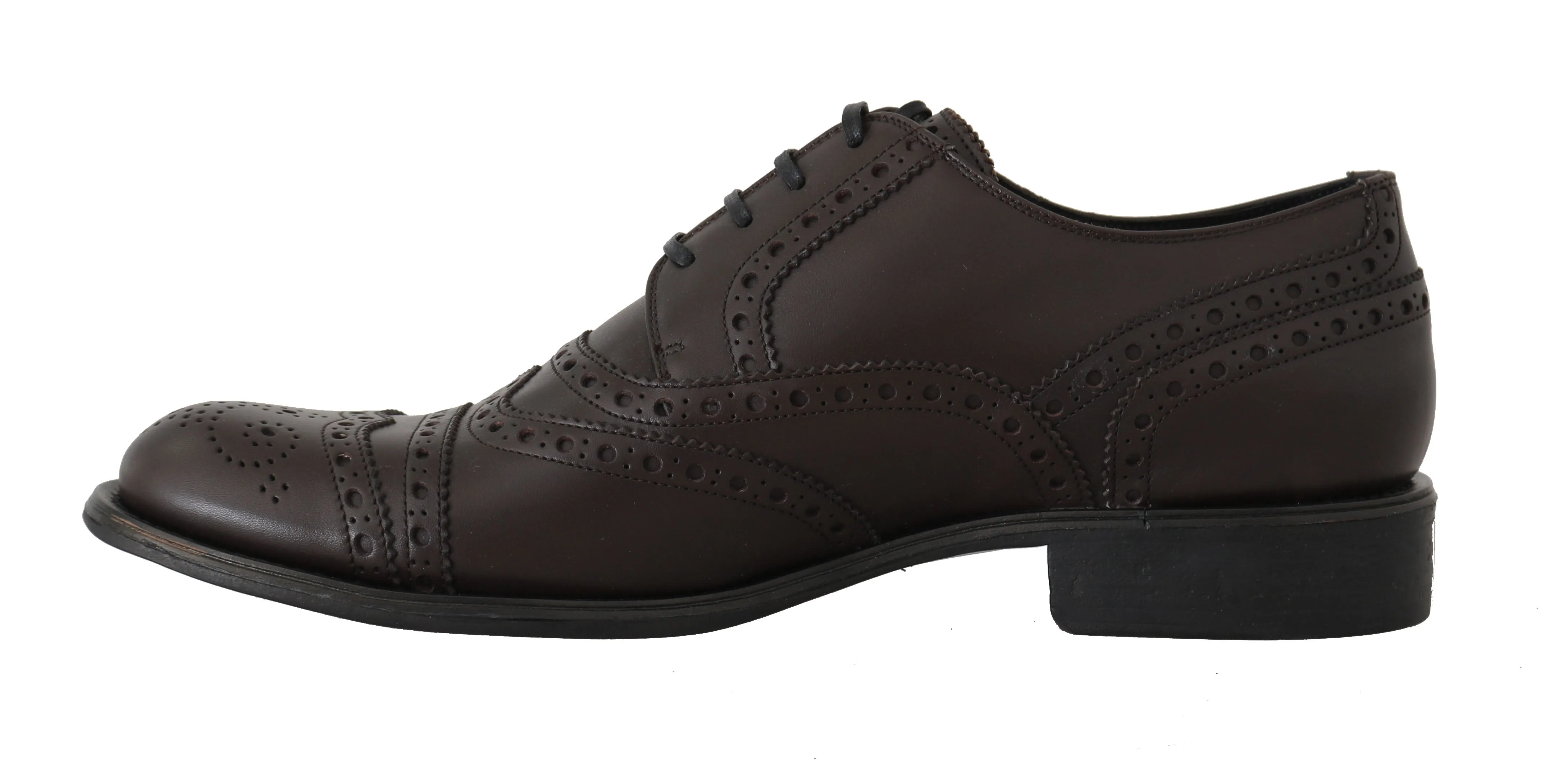 Brown Leather Wingtip Derby Formal Shoes