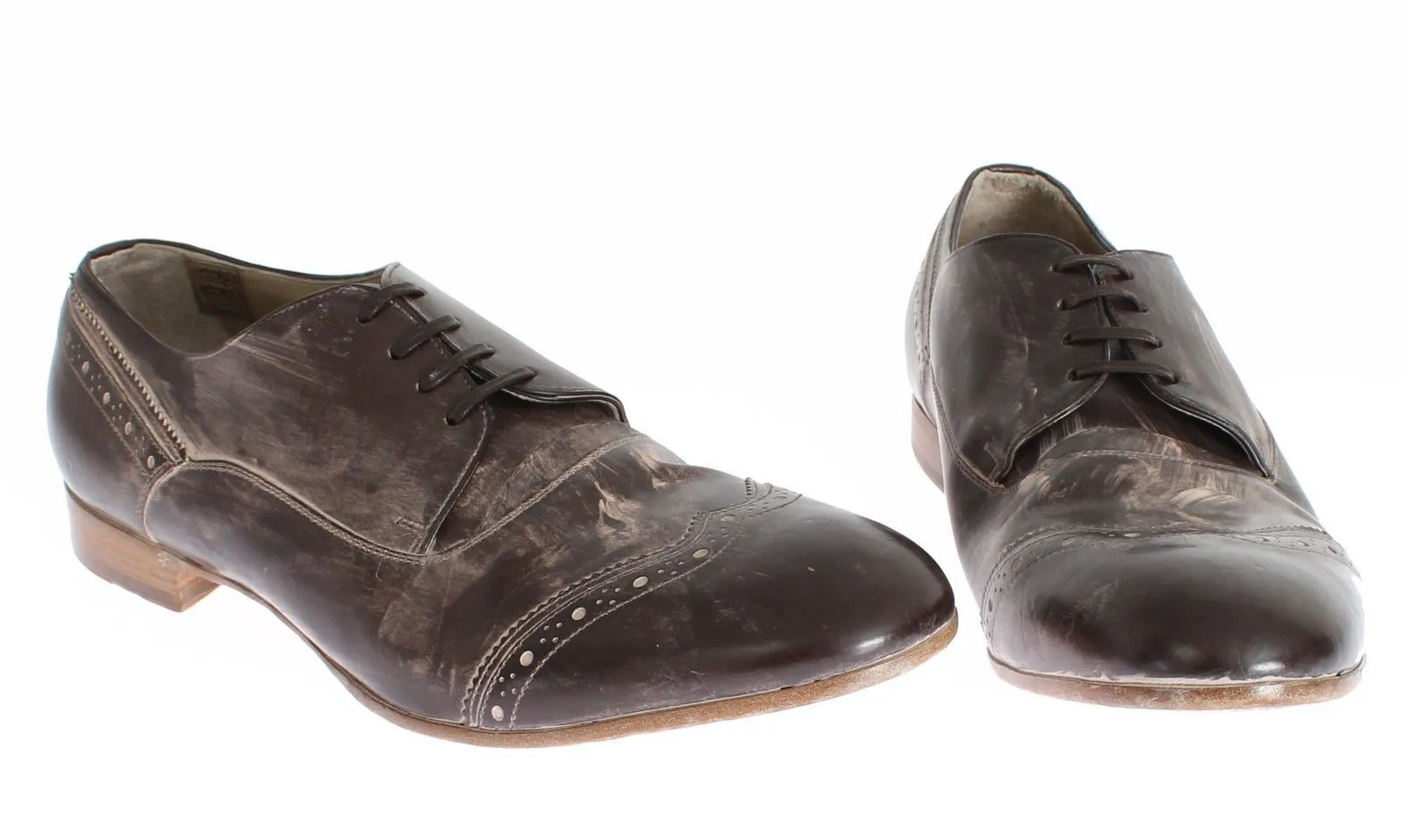 Brown Leather Wingtip Laceups Shoes