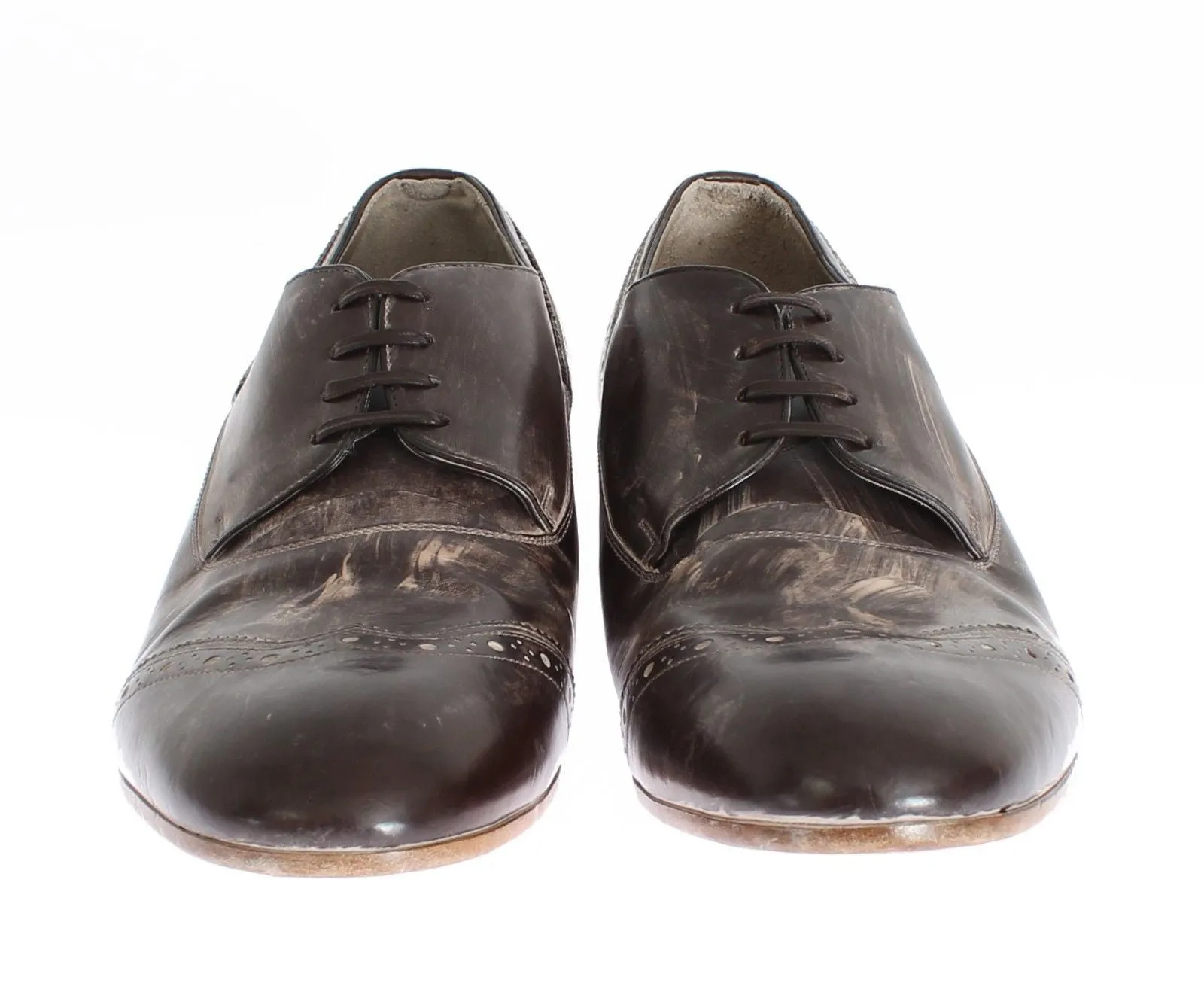 Brown Leather Wingtip Laceups Shoes