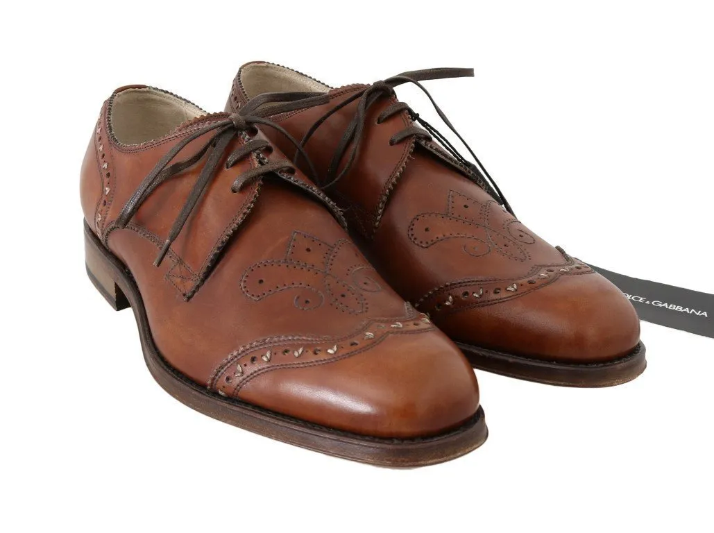 Brown Leather Wingtip Oxford Goodyear Shoes