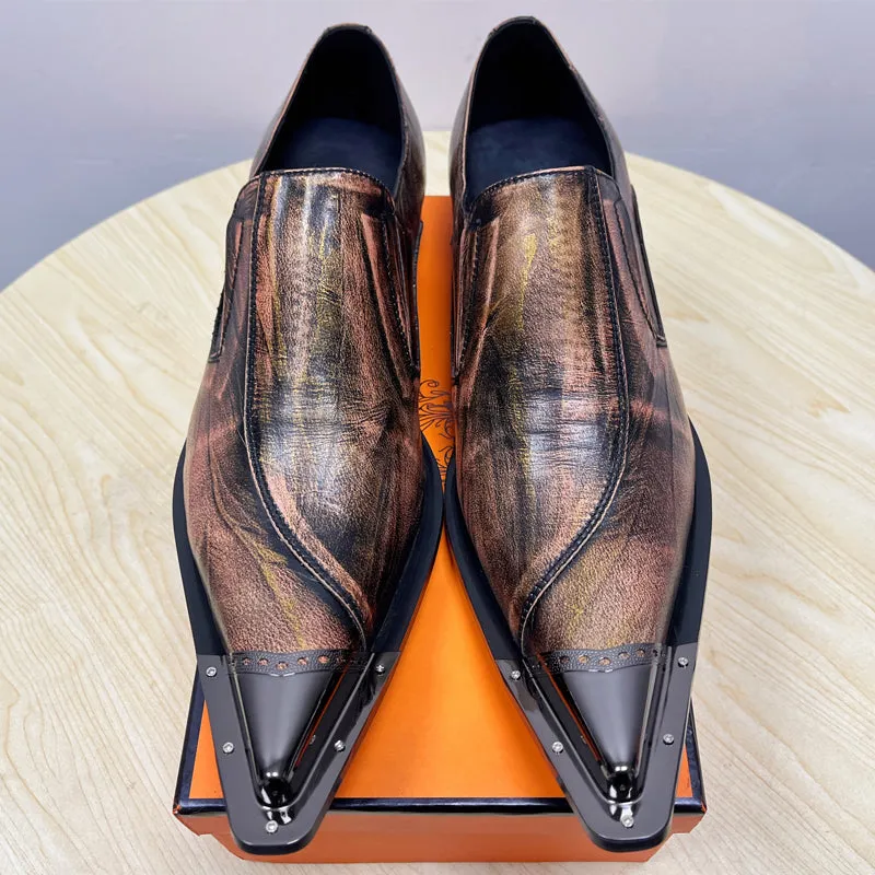 Brown luxury Italian vintage leather men's dress shoes