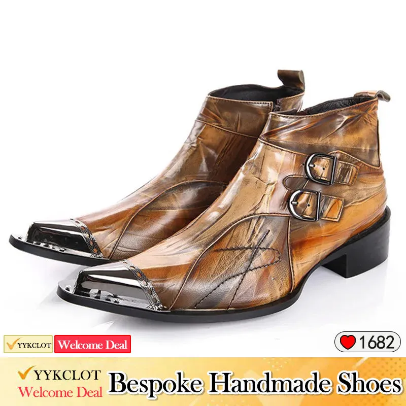 Brown luxury Italian vintage leather men's dress shoes
