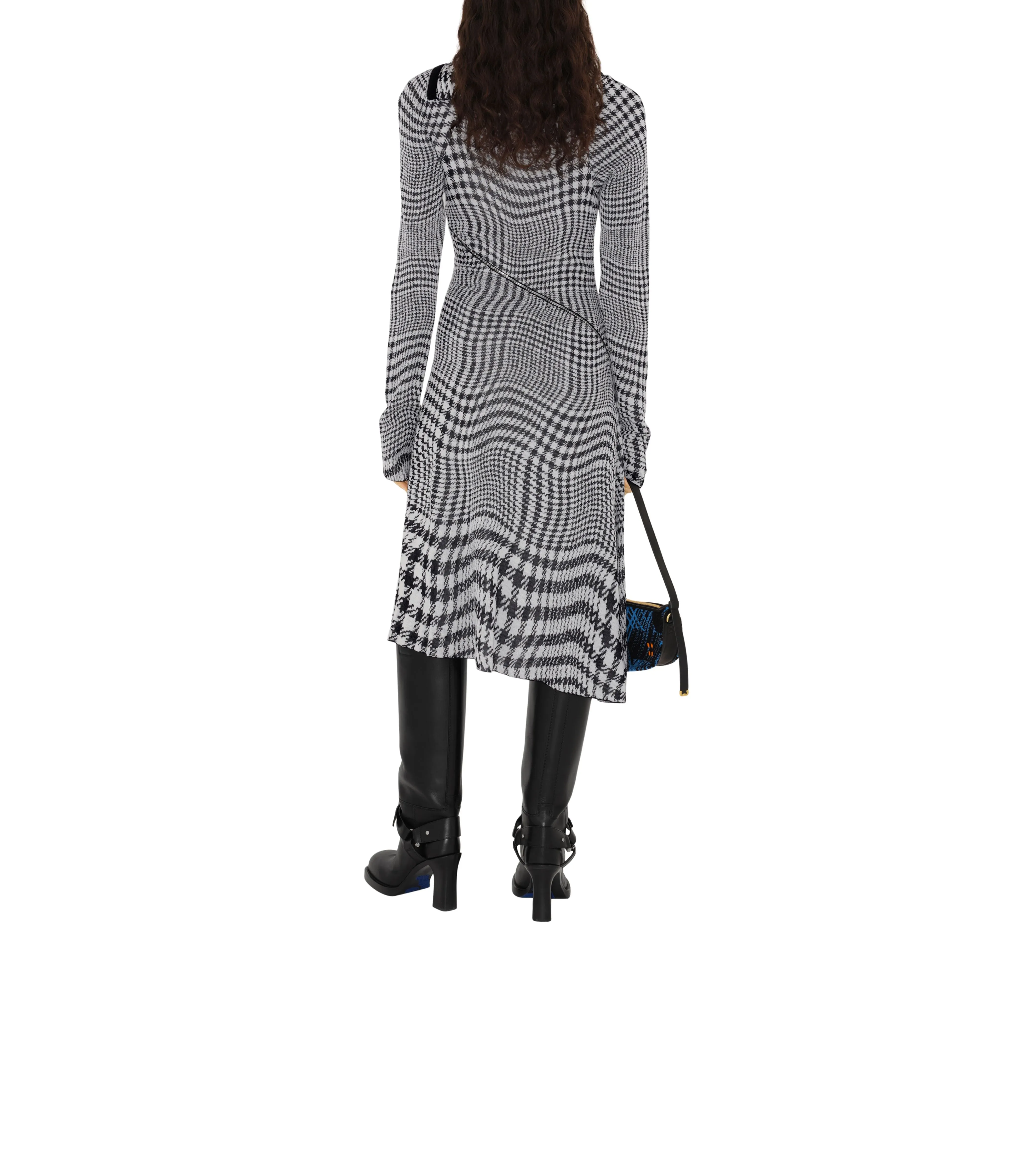 BURBERRY | WARPED HOUNDSTOOTH WOOL BLEND DRESS