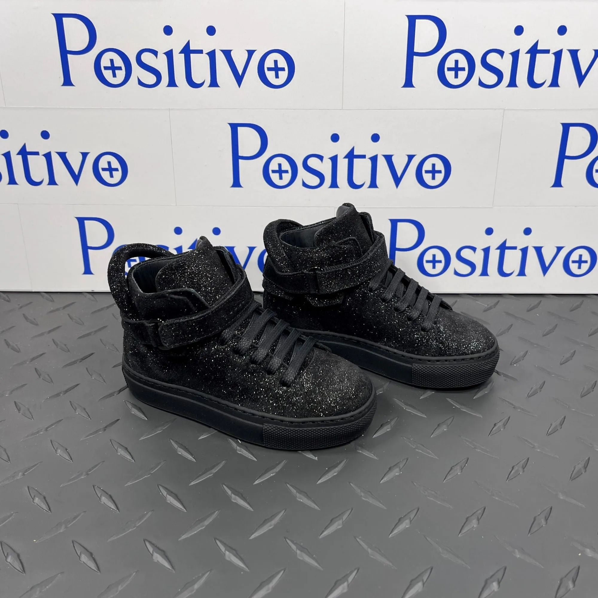 Buscemi 100MM Kid Gleam Black Leather Sneakers