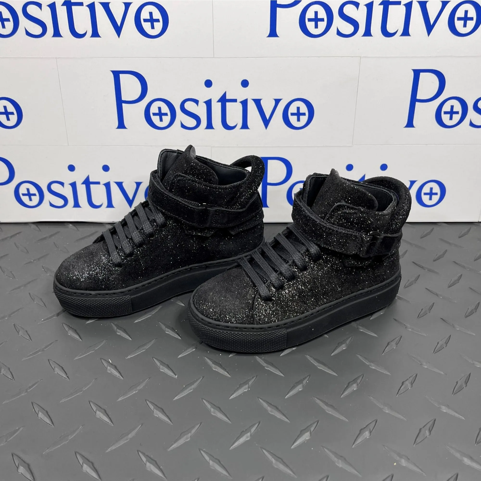 Buscemi 100MM Kid Gleam Black Leather Sneakers