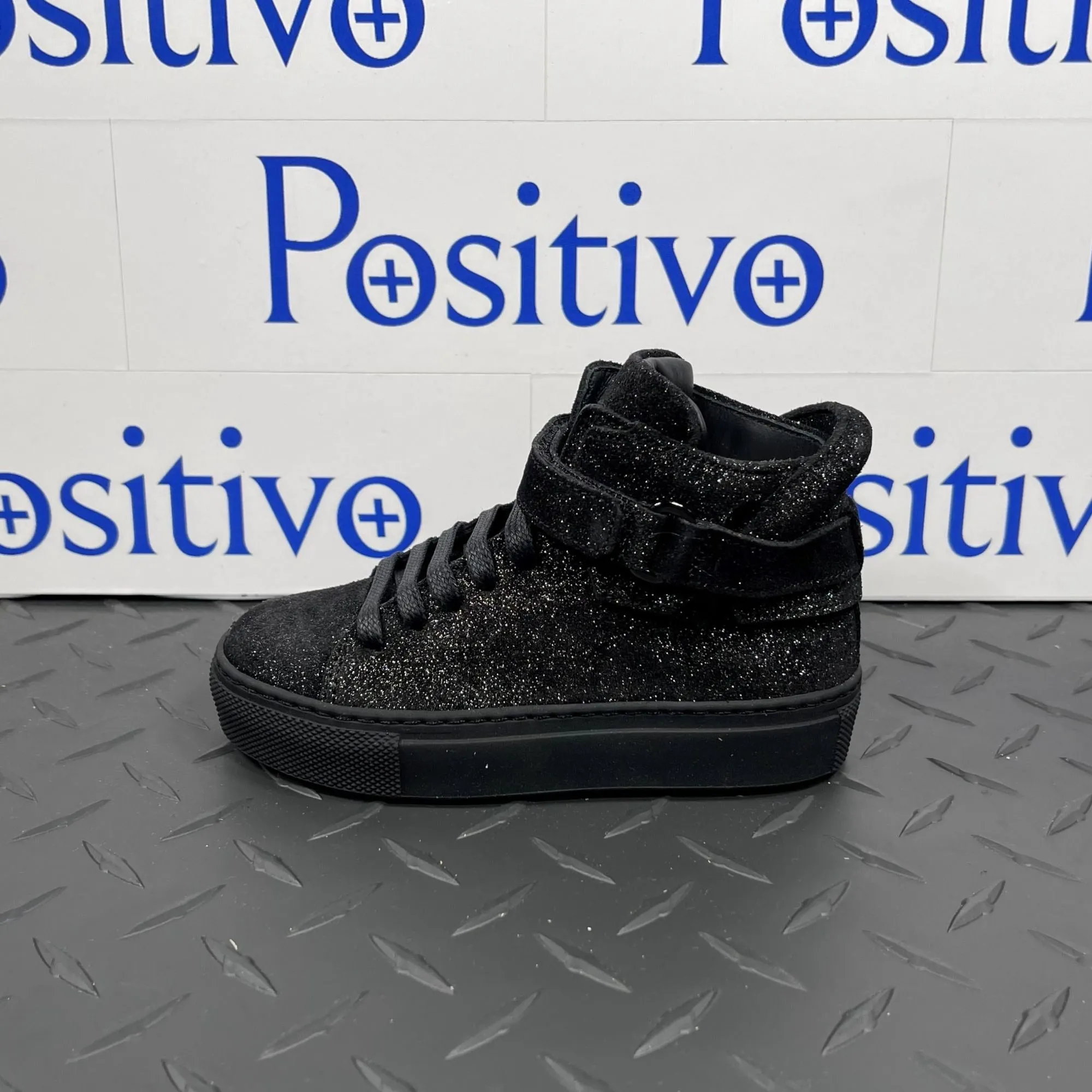 Buscemi 100MM Kid Gleam Black Leather Sneakers