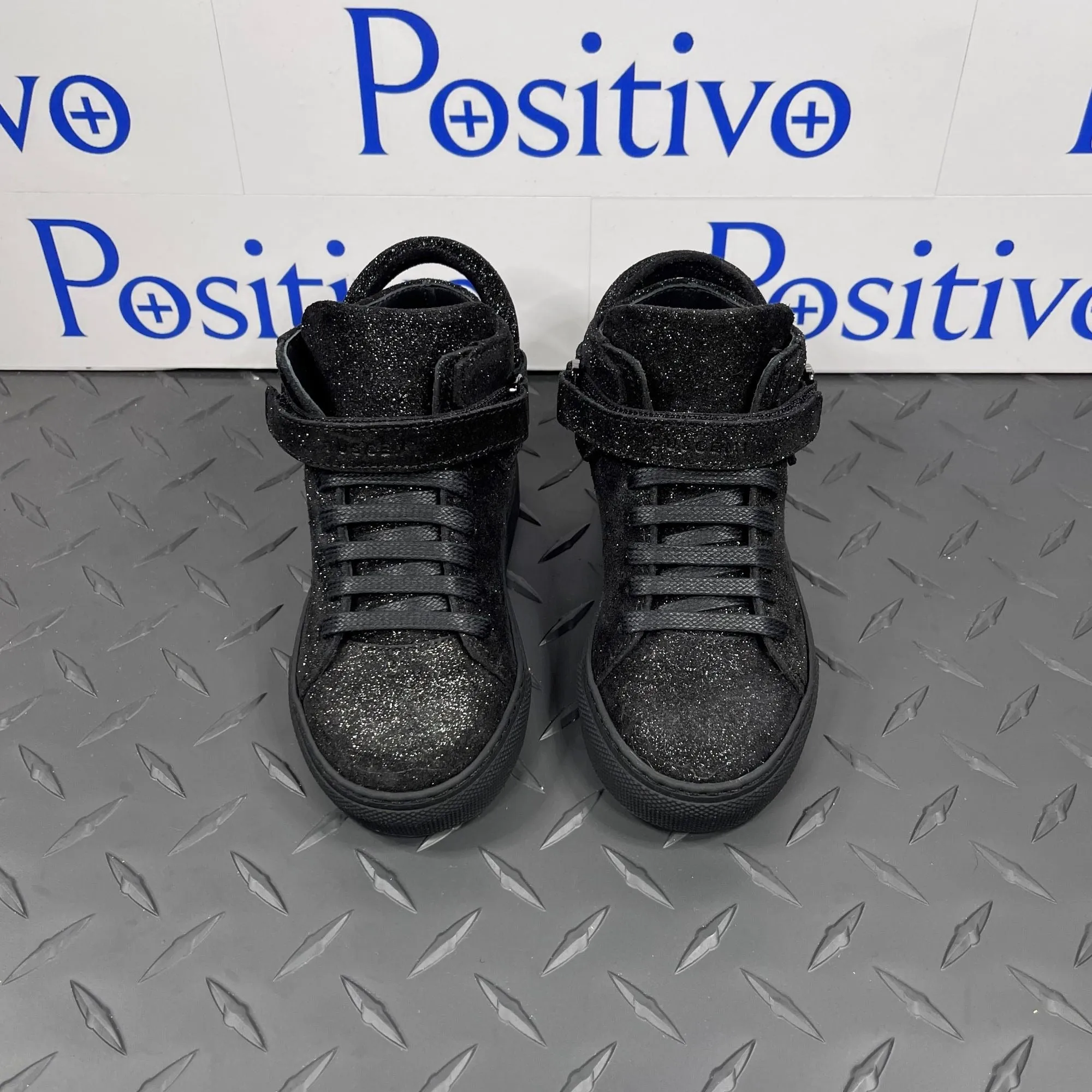 Buscemi 100MM Kid Gleam Black Leather Sneakers