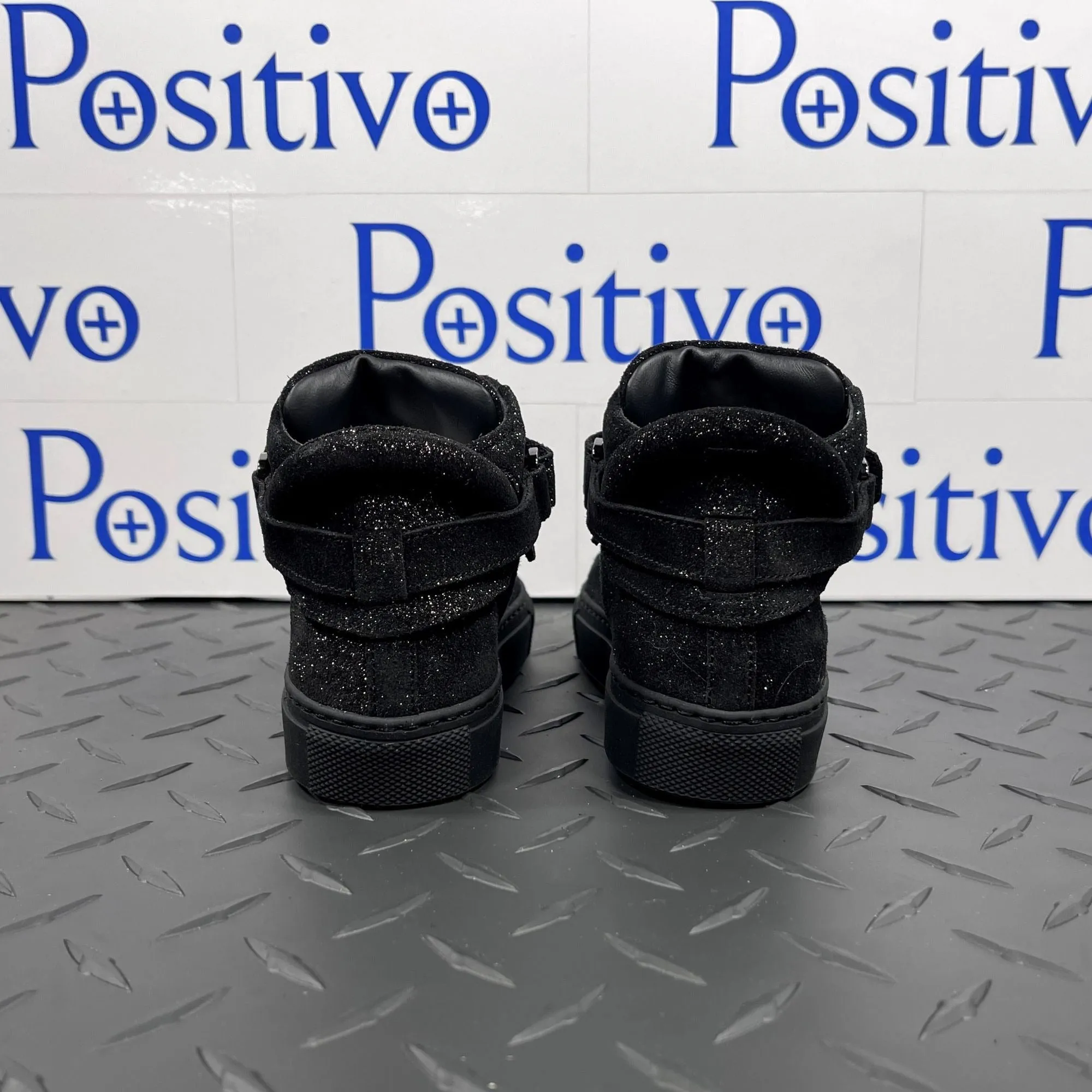 Buscemi 100MM Kid Gleam Black Leather Sneakers
