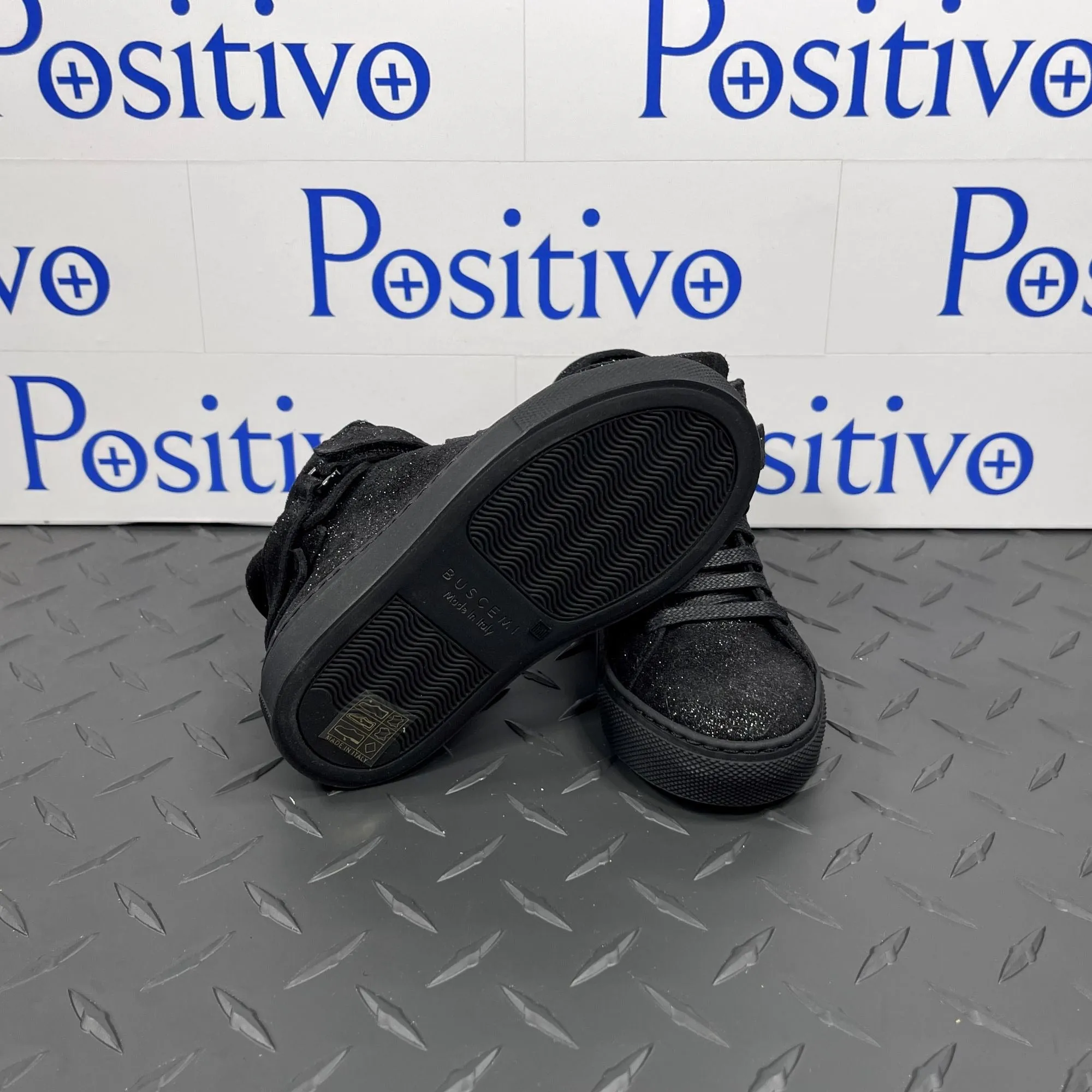 Buscemi 100MM Kid Gleam Black Leather Sneakers