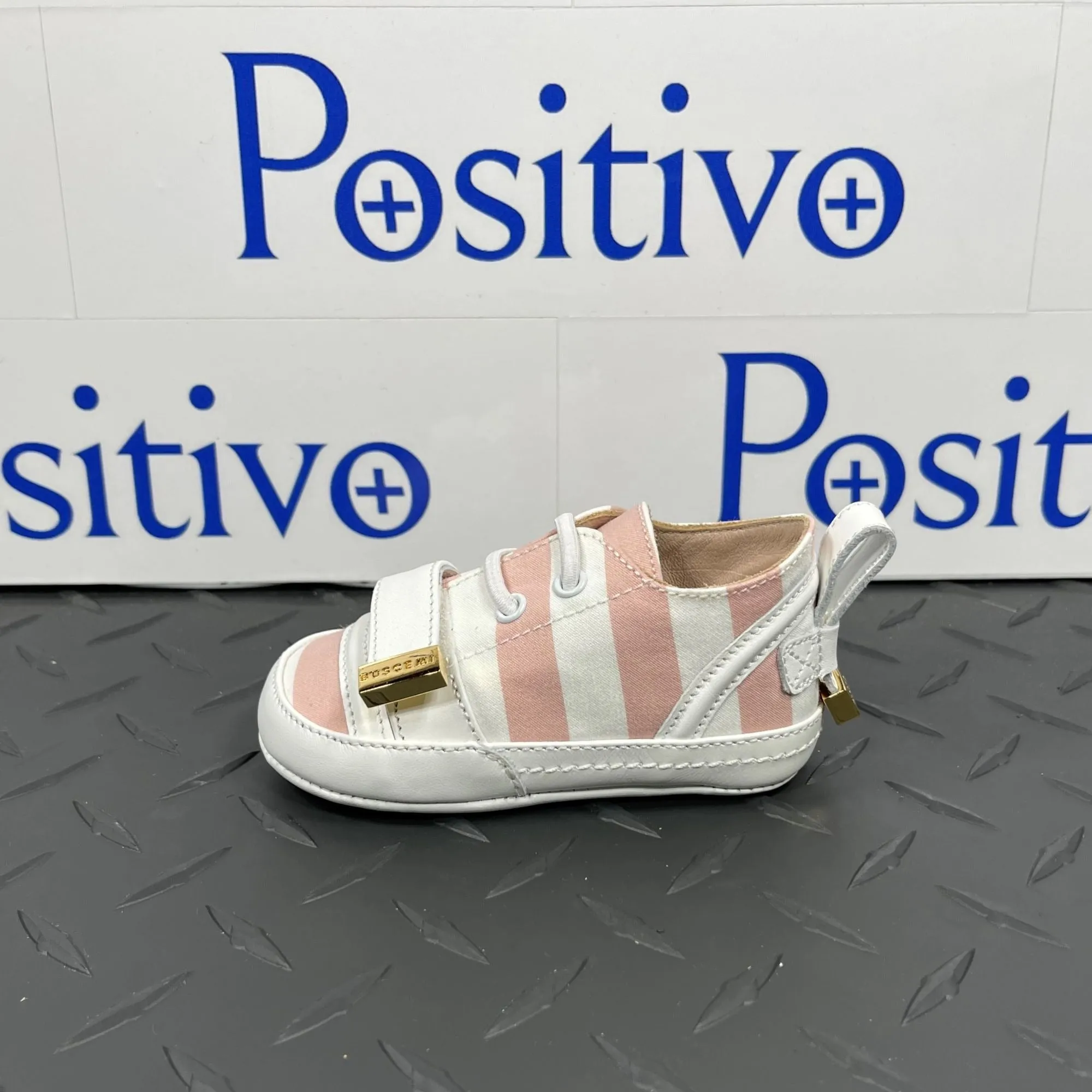 Buscemi 50MM Baby Stripe Pale Pink/ White Leather Sneakers