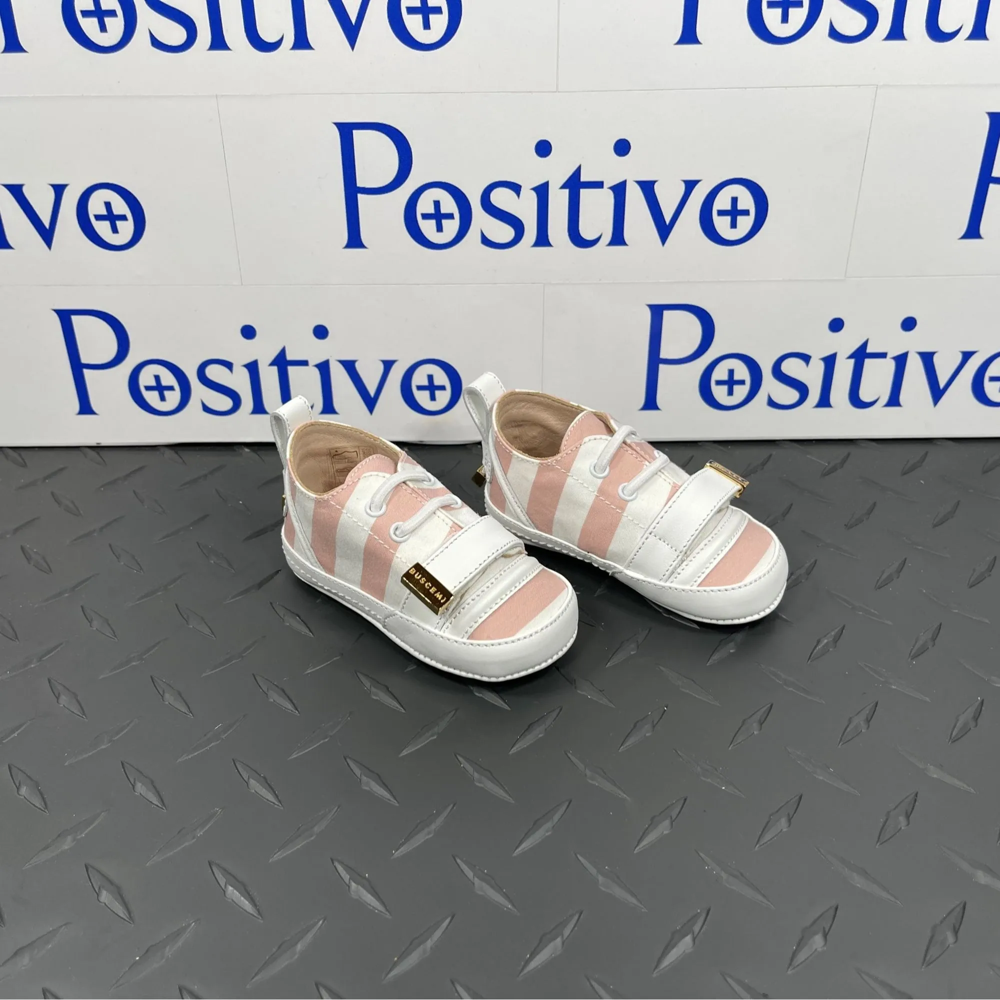 Buscemi 50MM Baby Stripe Pale Pink/ White Leather Sneakers