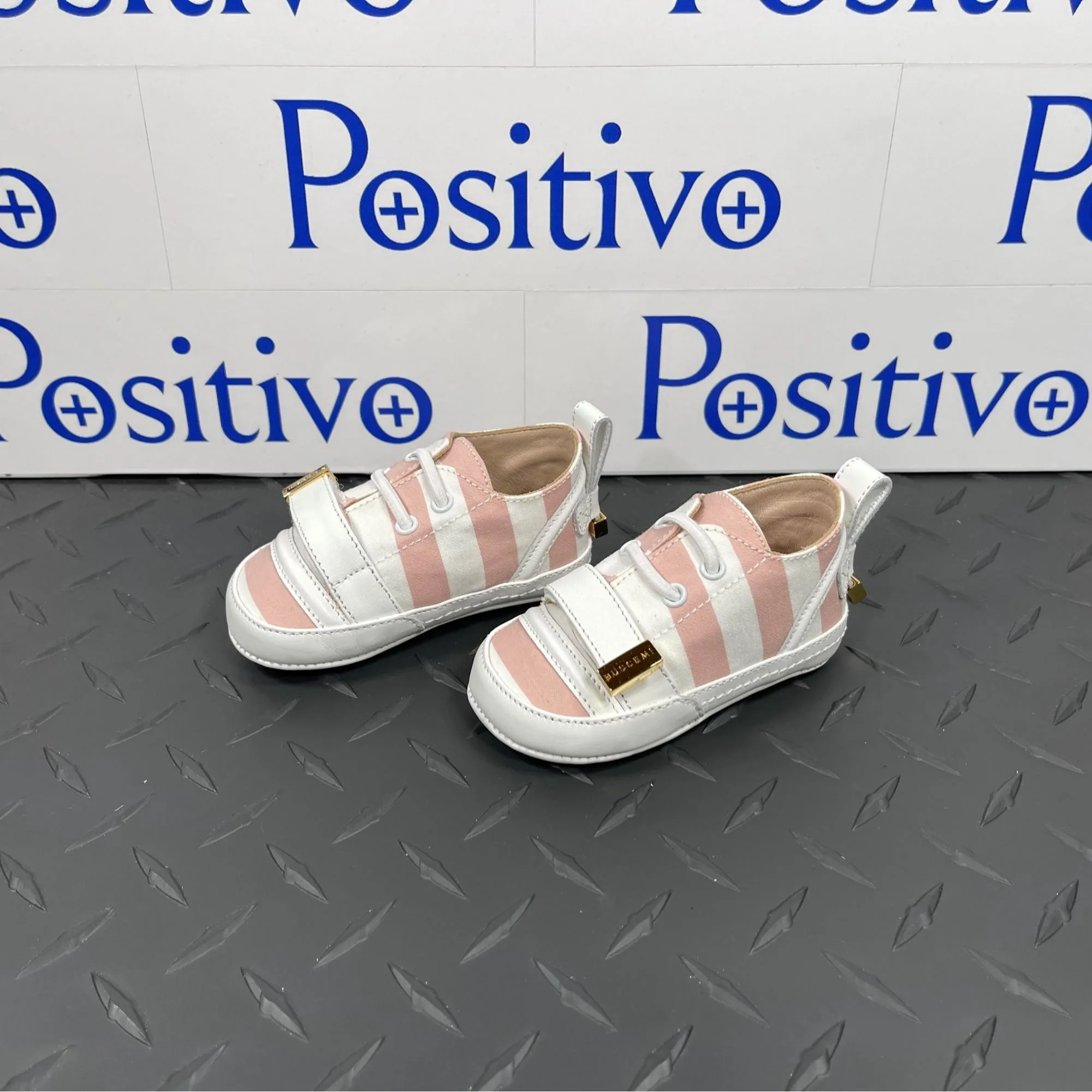 Buscemi 50MM Baby Stripe Pale Pink/ White Leather Sneakers