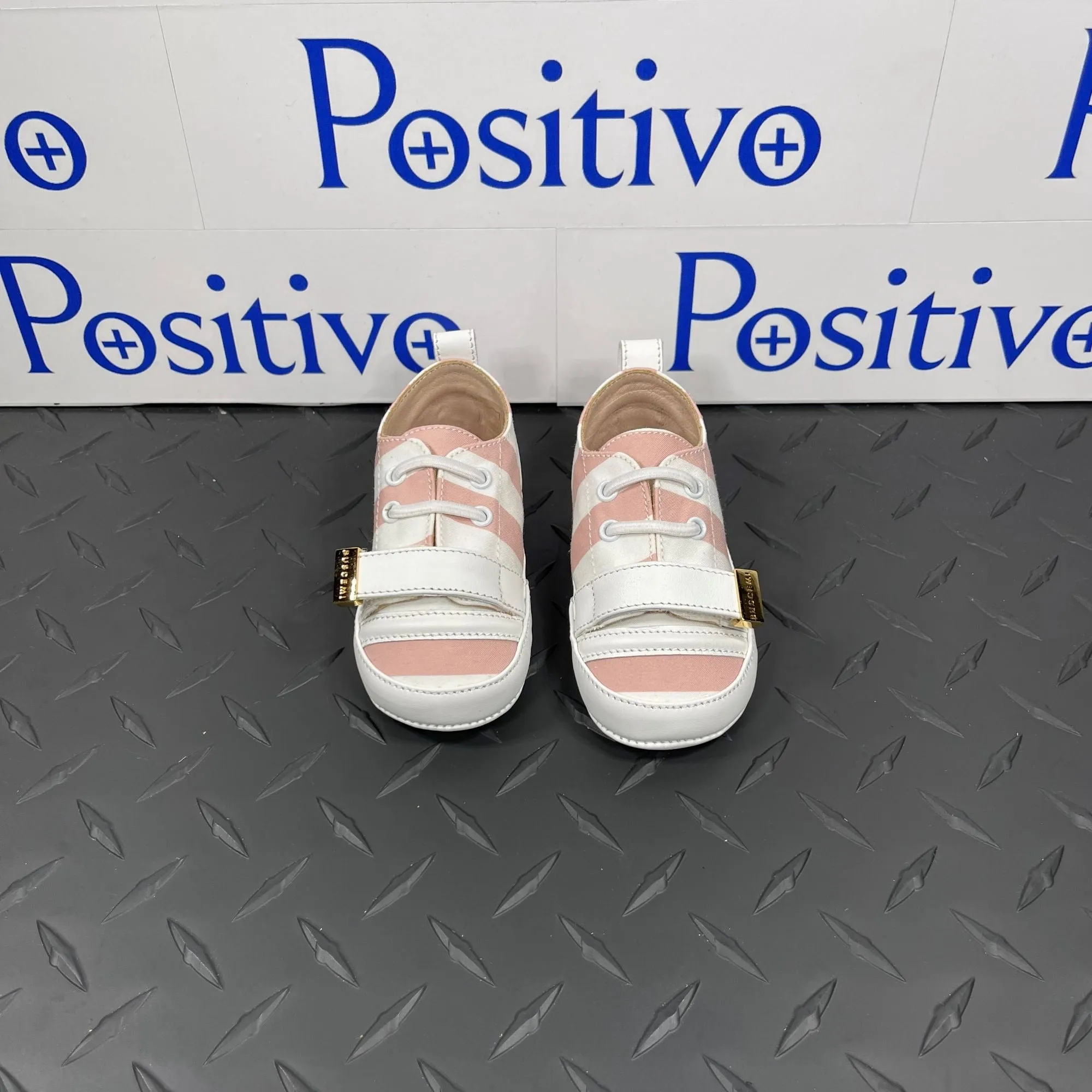 Buscemi 50MM Baby Stripe Pale Pink/ White Leather Sneakers