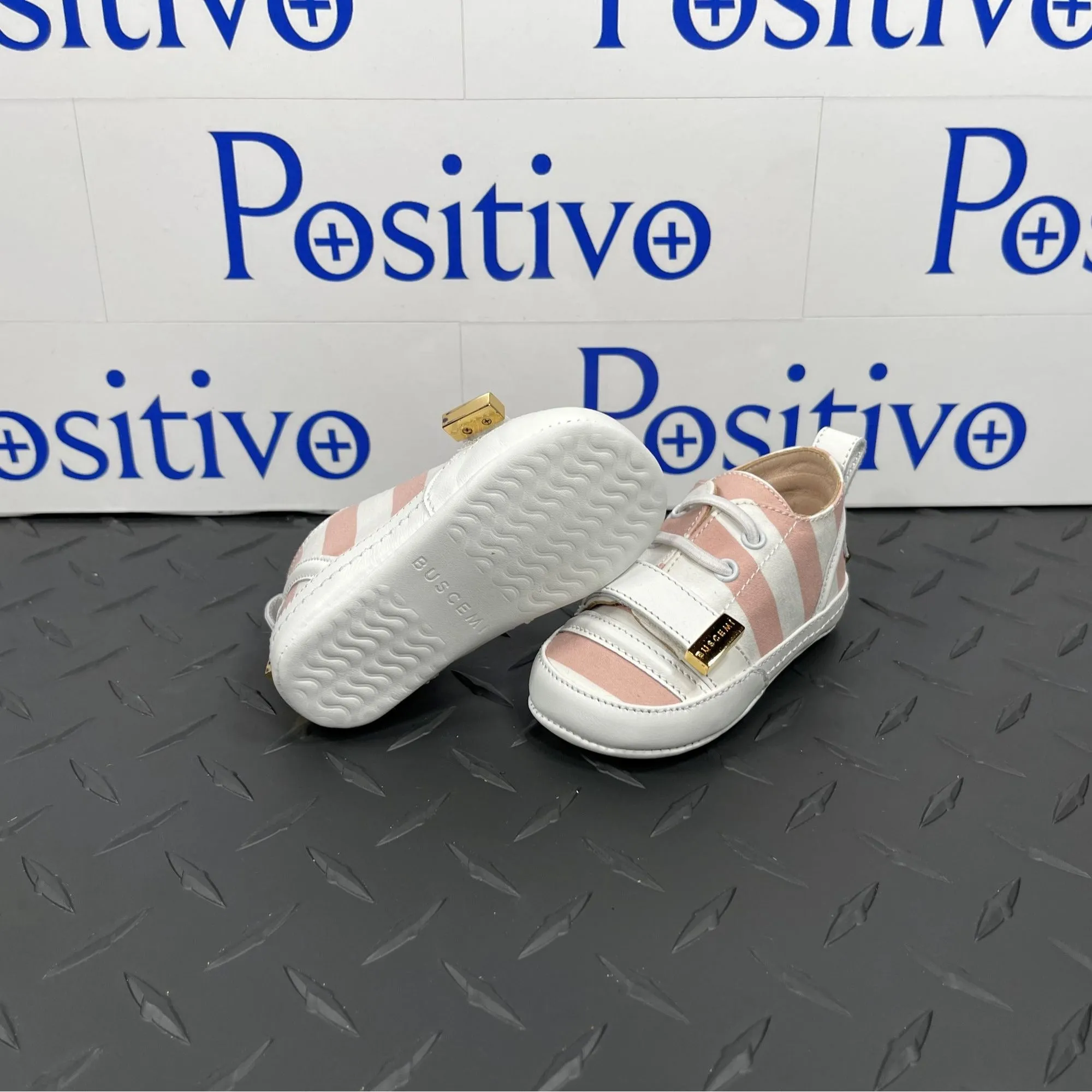 Buscemi 50MM Baby Stripe Pale Pink/ White Leather Sneakers