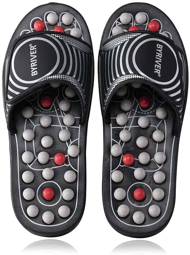 BYRIVER Rotating Shiatsu Massage Slippers Neuropathy Arthritis Plantar Fasciitis Foot Massager,Foot Pain Relief (Size Small) FITS WOMEN 5-9, MEN 5-7