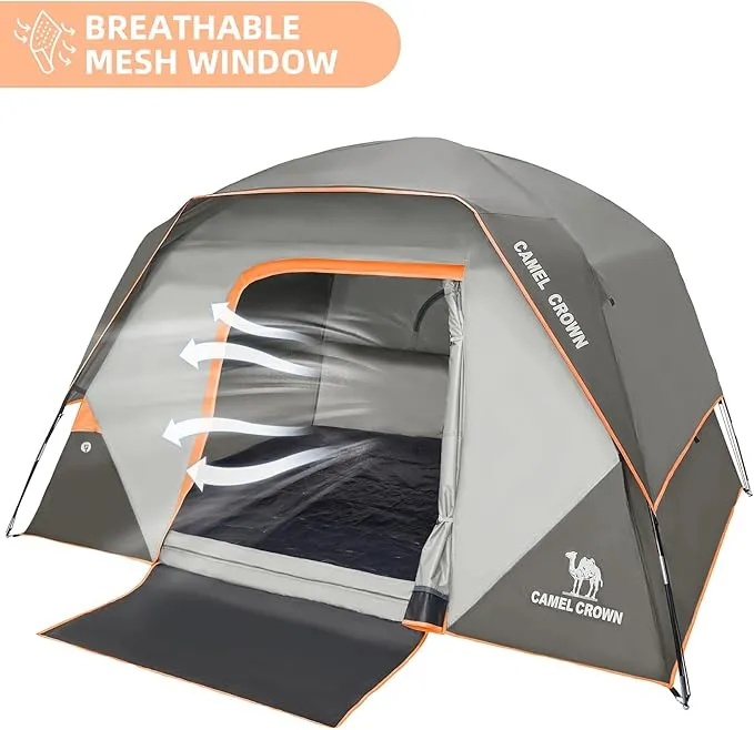 CAMEL CROWN Tents for Camping 4 Person Tent Waterproof Easy Setup Backpacking Tents with Floor Mats Family Tent for Outdoor Hiking