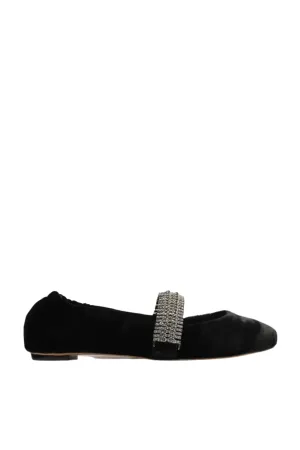 Camilla Ballerina Black | Velvet with Crystal