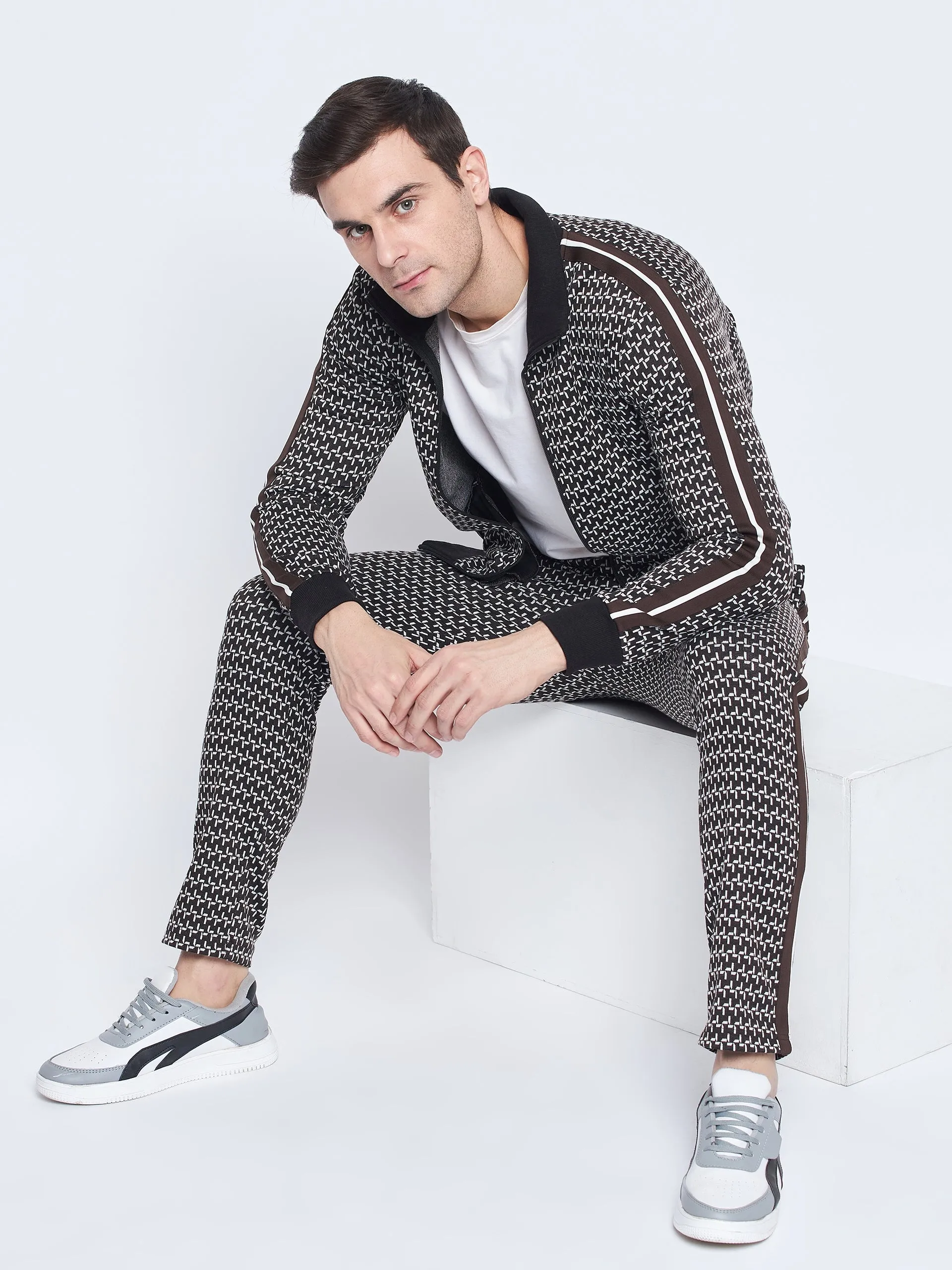 Camla Barcelona Geometric Print Black And White Tracksuit